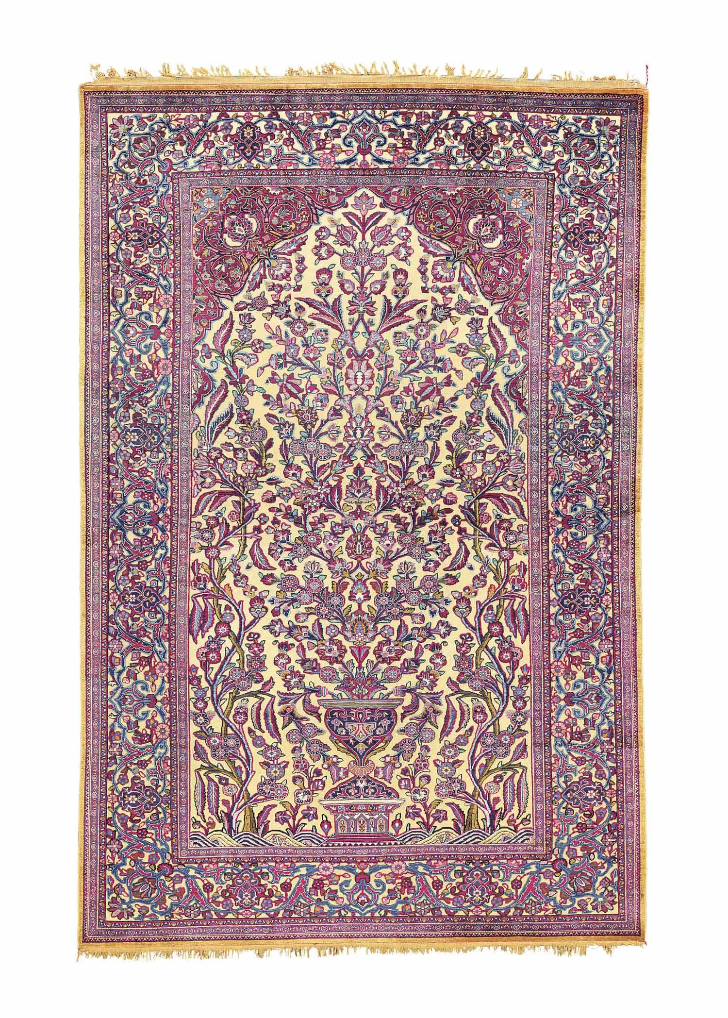 A SILK SOUF KASHAN PRAYER RUG , CENTRAL PERSIA, CIRCA 1900 | Christie's