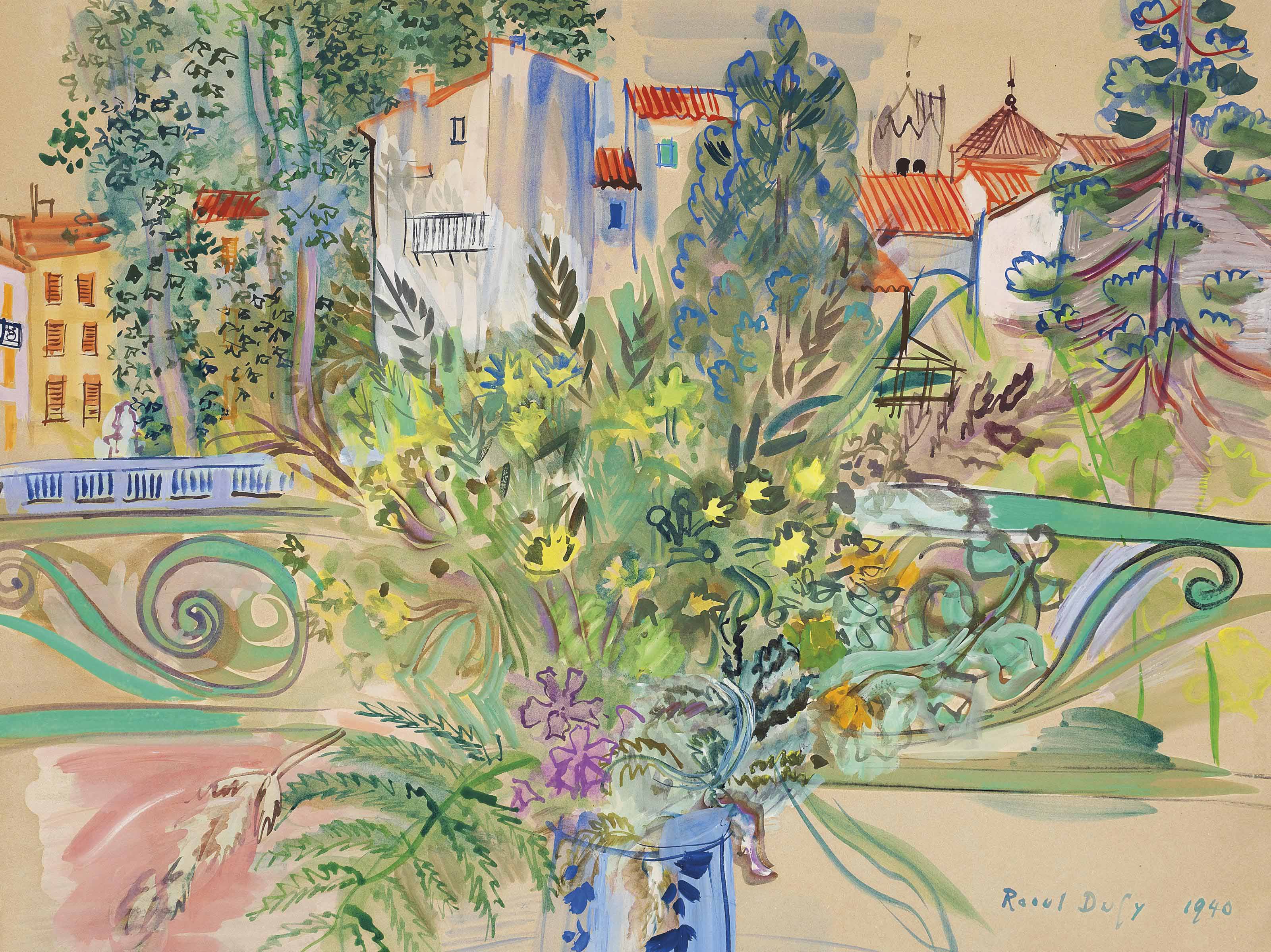 Raoul Dufy (18771953) , Bouquet de mimosas devant la
