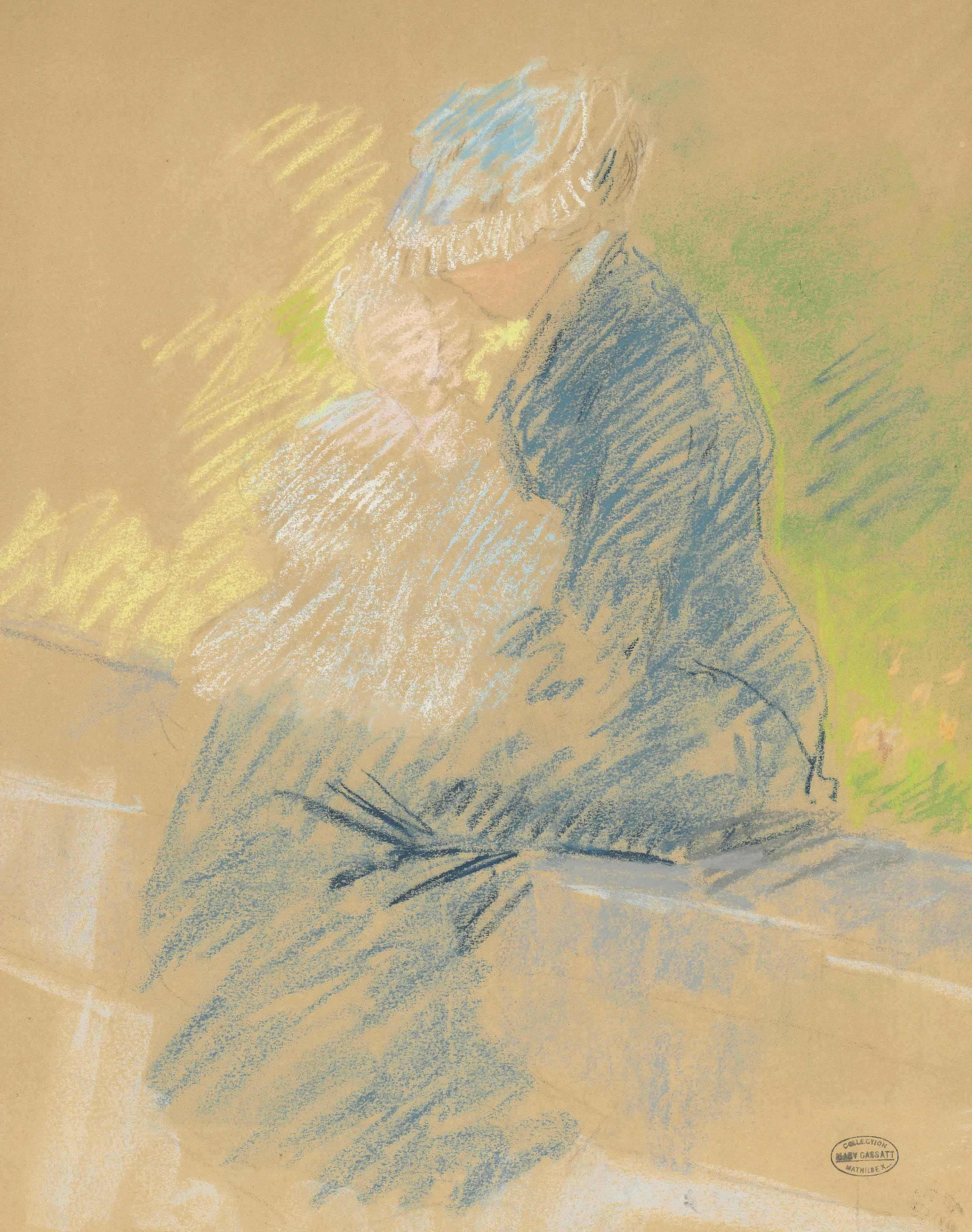 Slight Sketch of a Young Woman with a Baby on Her Lap
