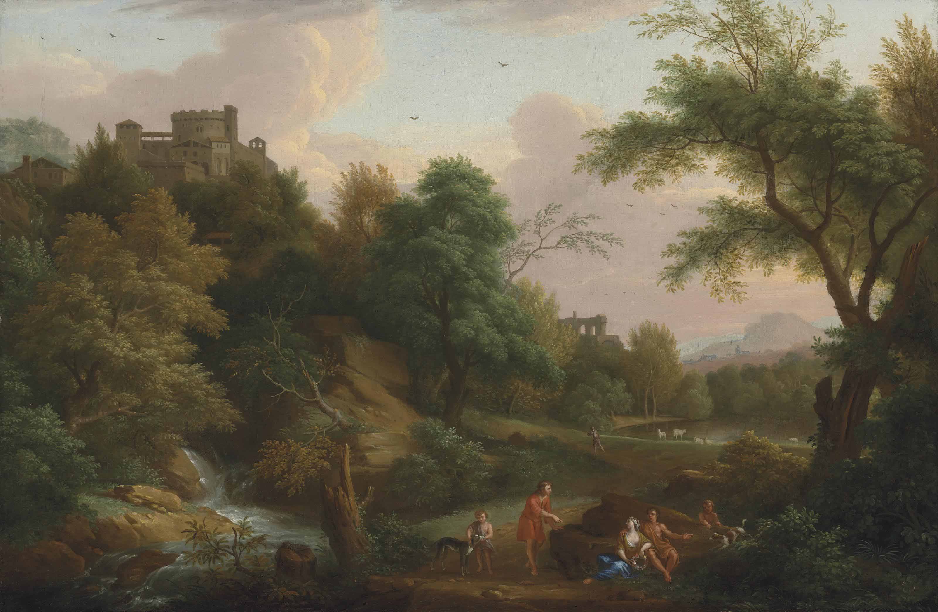 English Follower Of Gaspard Dughet 18th Century An Italianate Wooded
