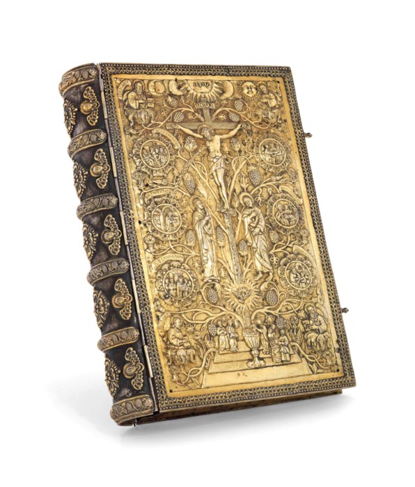 A GREEK PARCELGILT SILVER BIBLEBINDING