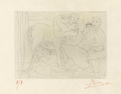 Pablo Picasso , Le Repos du Sculpteur devant un Centaure ...