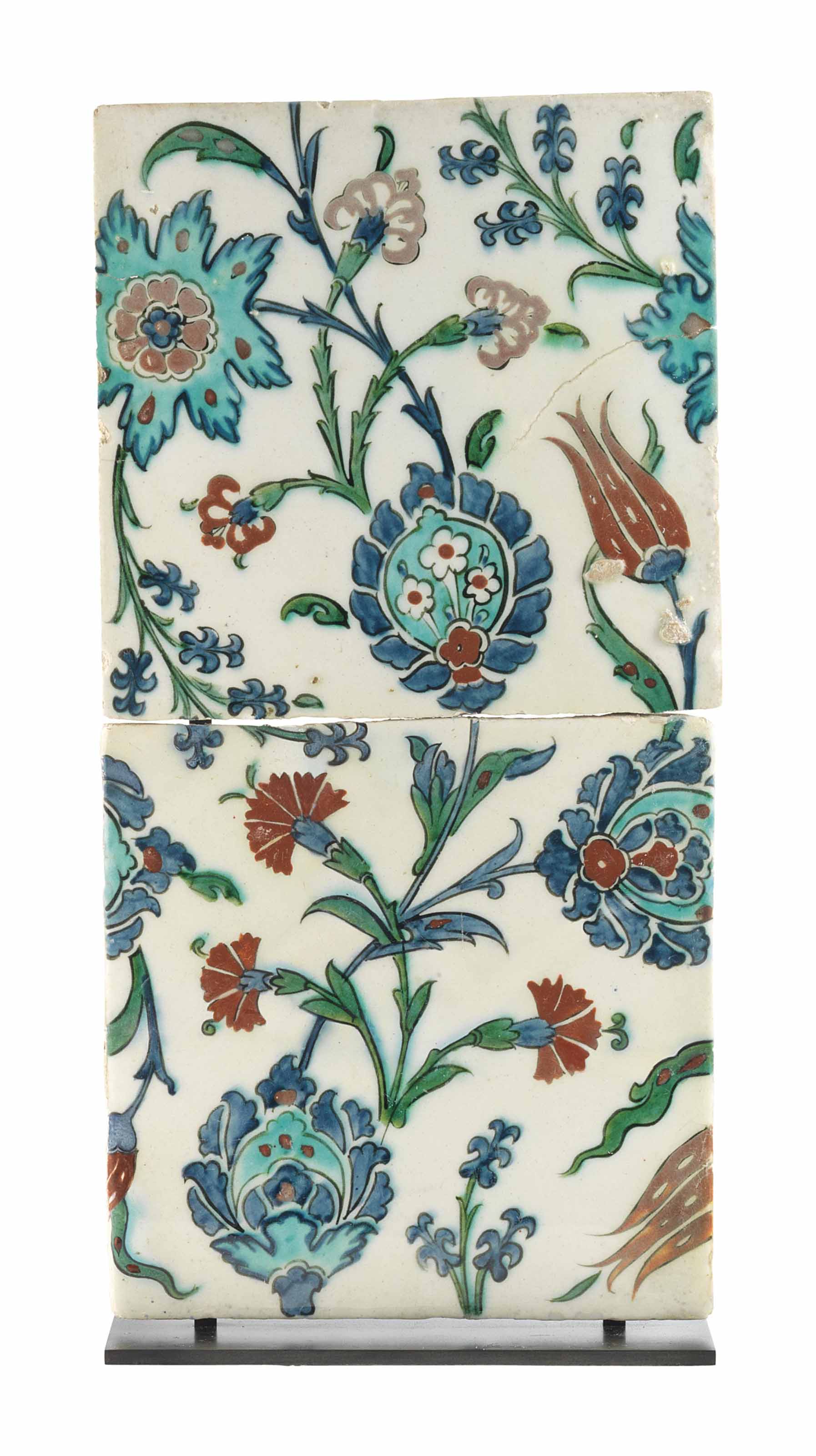 A PAIR OF IZNIK POTTERY TILES