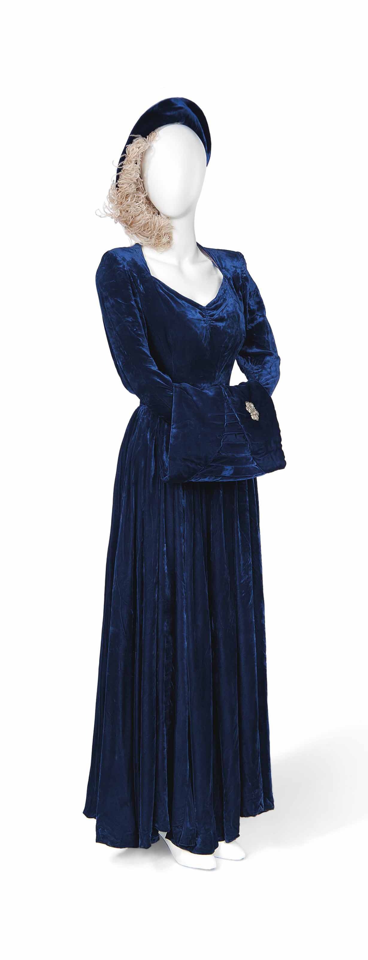 blue velvet wedding dress