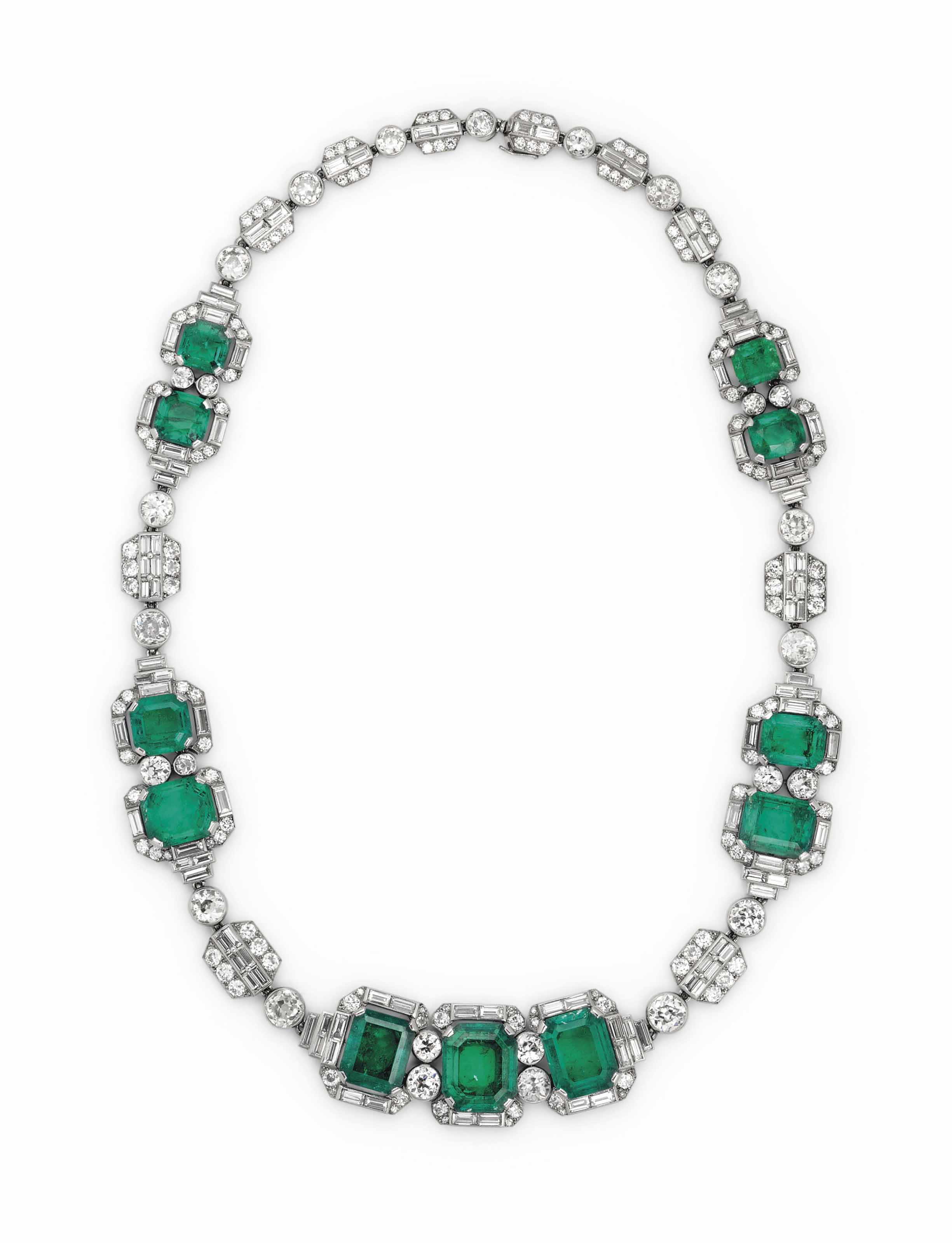 AN ART DECO EMERALD AND DIAMOND NECKLACE BY JOSEPH CHAUMET Christie's