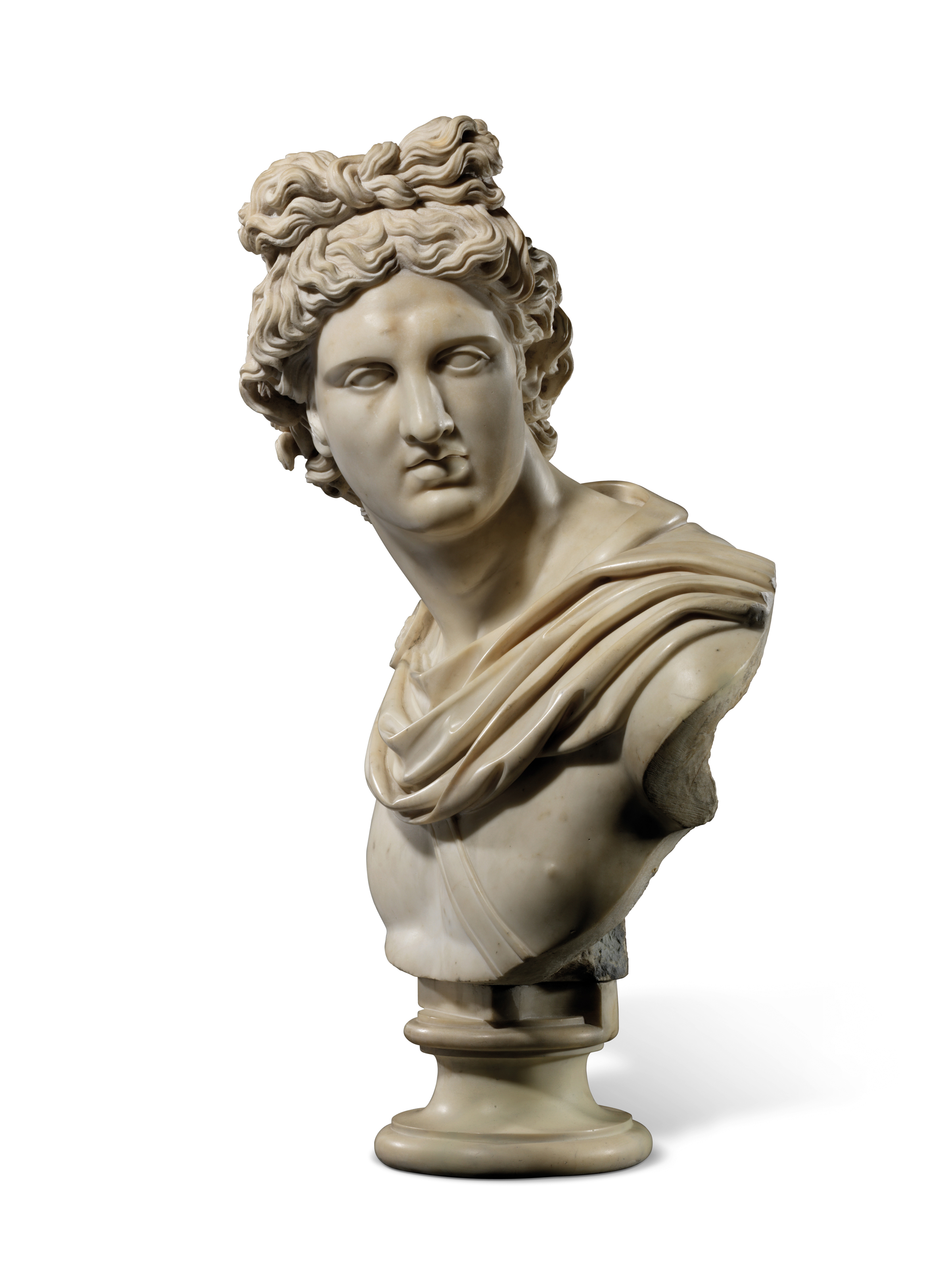 A MARBLE BUST OF APOLLO , AFTER THE ANTIQUE, ITALIAN, LATE 18TH CENTURY