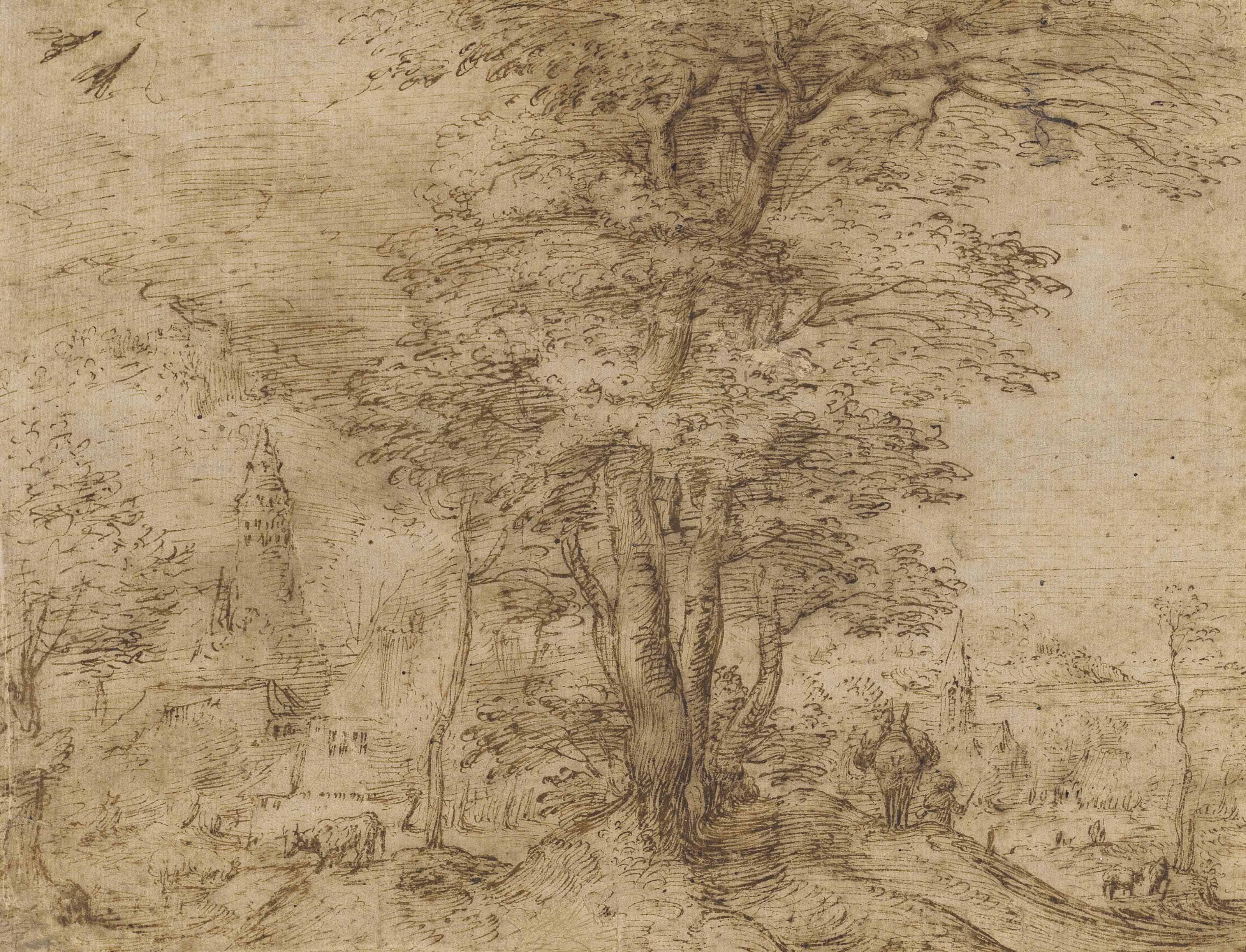 Pieter Bruegel the Elder, A village with a group of trees and a mule, sold for £1,082,500 on 7 July 2015 at Christie's in London