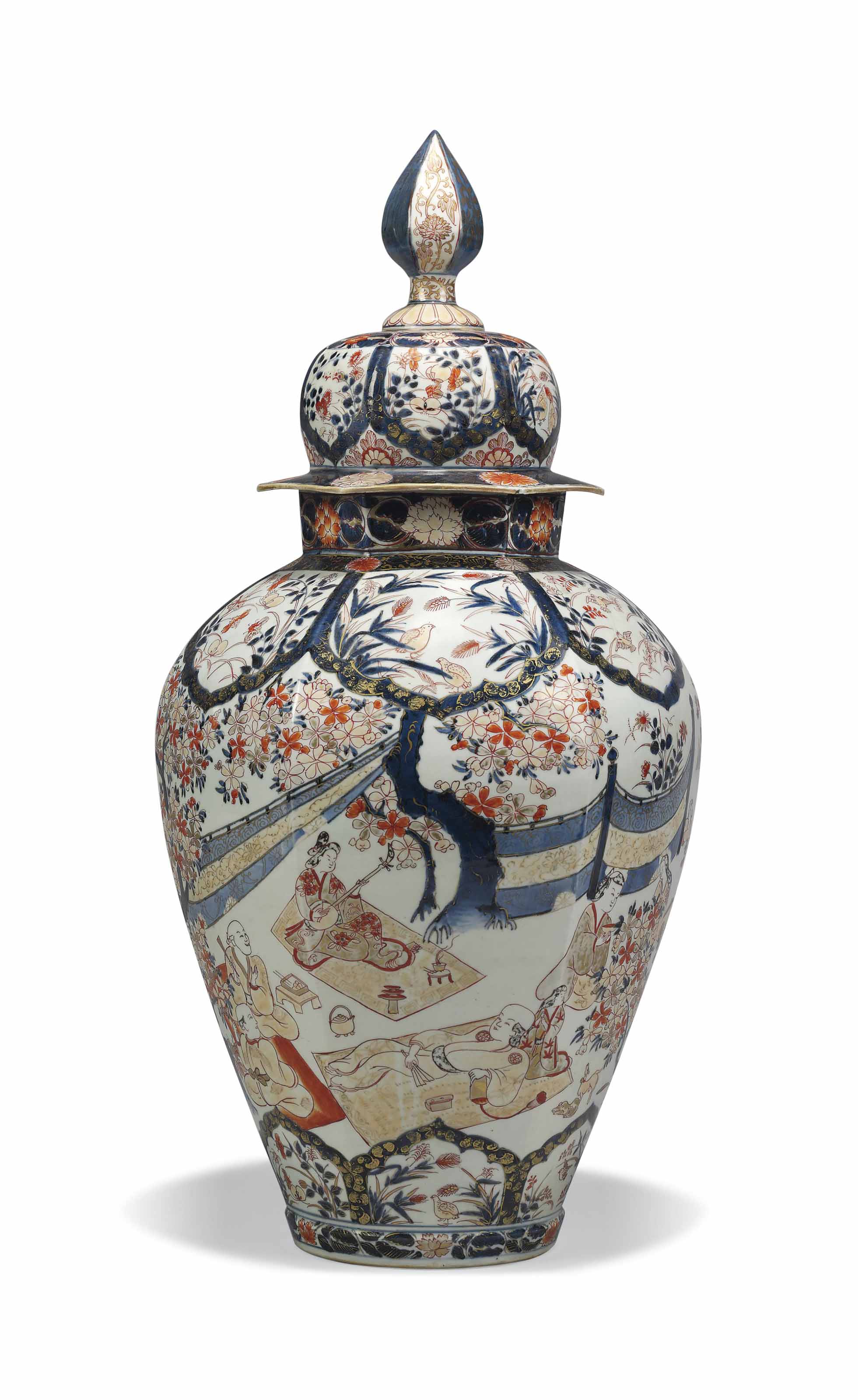 A JAPANESE IMARI VASE AND COVER , EDO PERIOD, LATE 17TH CENTURY
