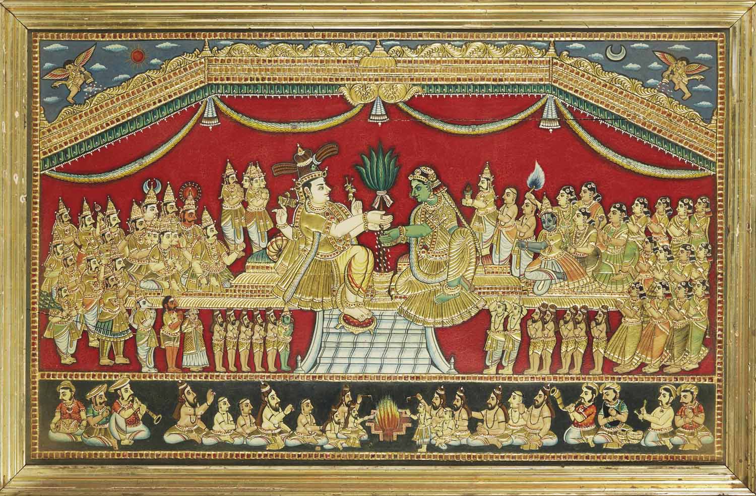 An Impressive Painting Of The Marriage Of Shiva And Parvati
