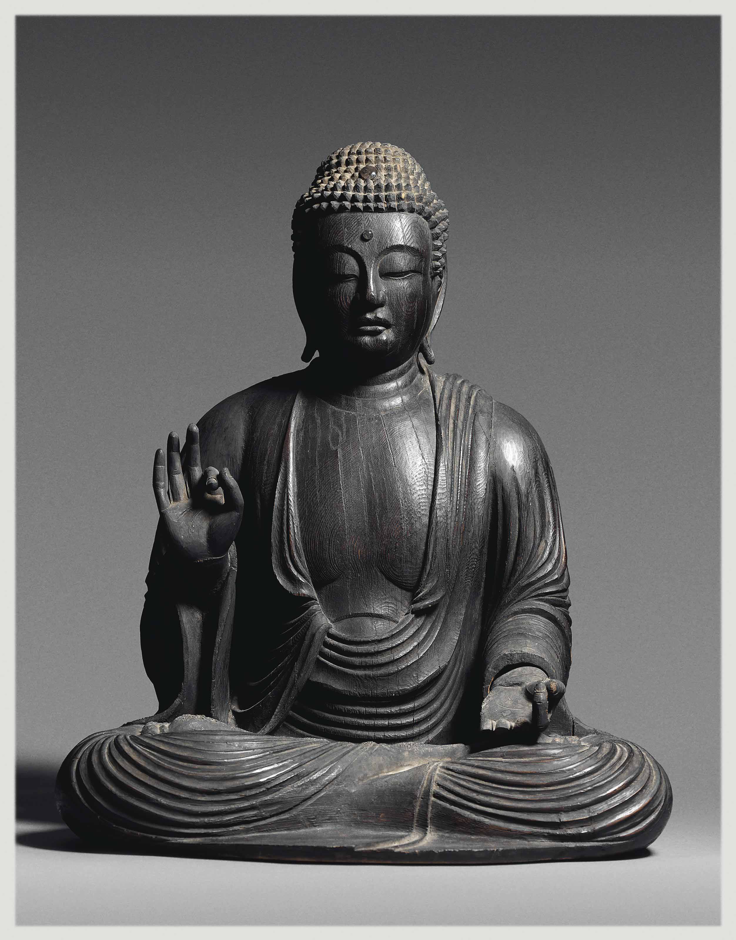 A Wood Figure Of Seated Amida Nyorai HEIAN PERIOD 10TH CENTURY 