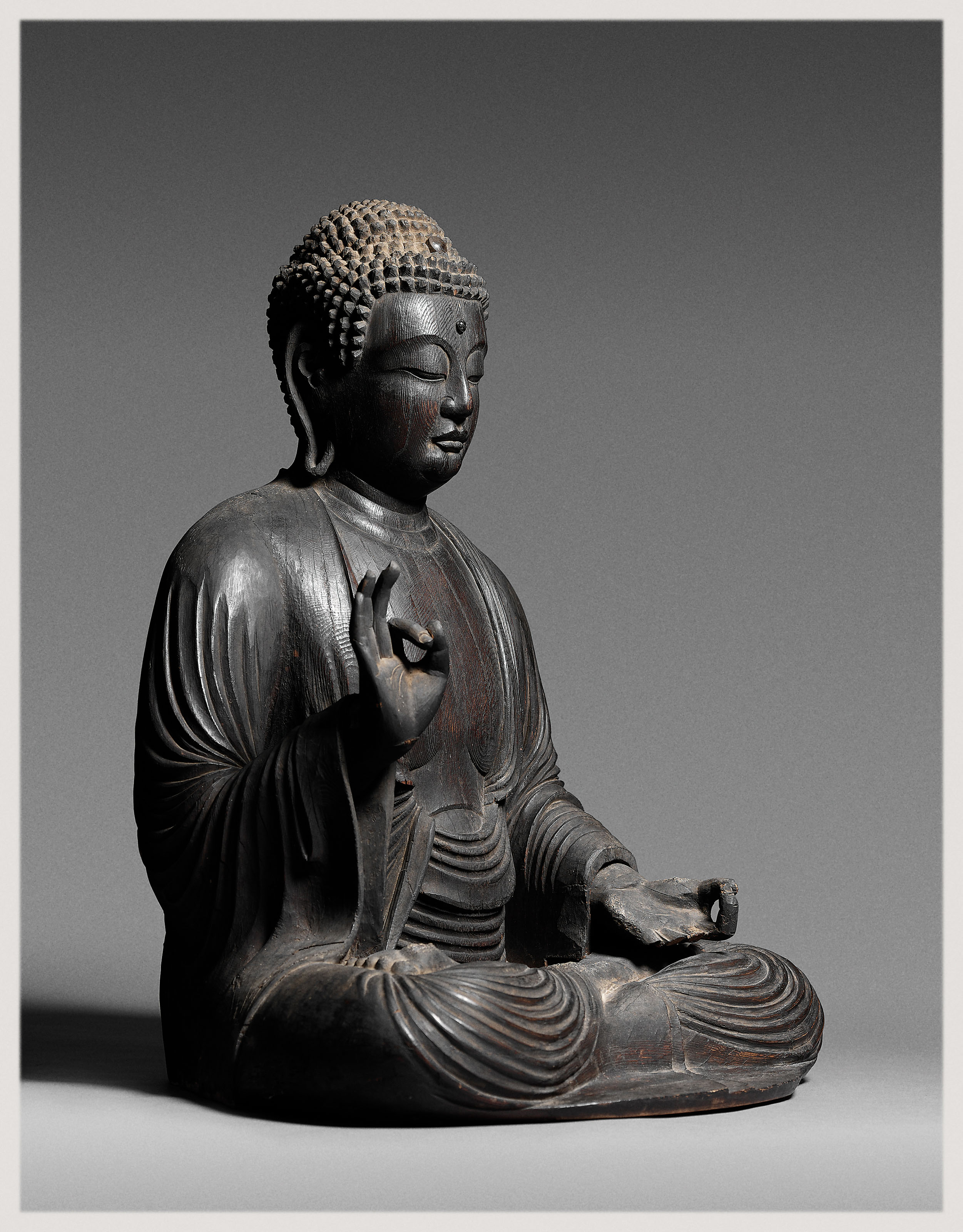 A Wood Figure Of Seated Amida Nyorai HEIAN PERIOD 10TH CENTURY 