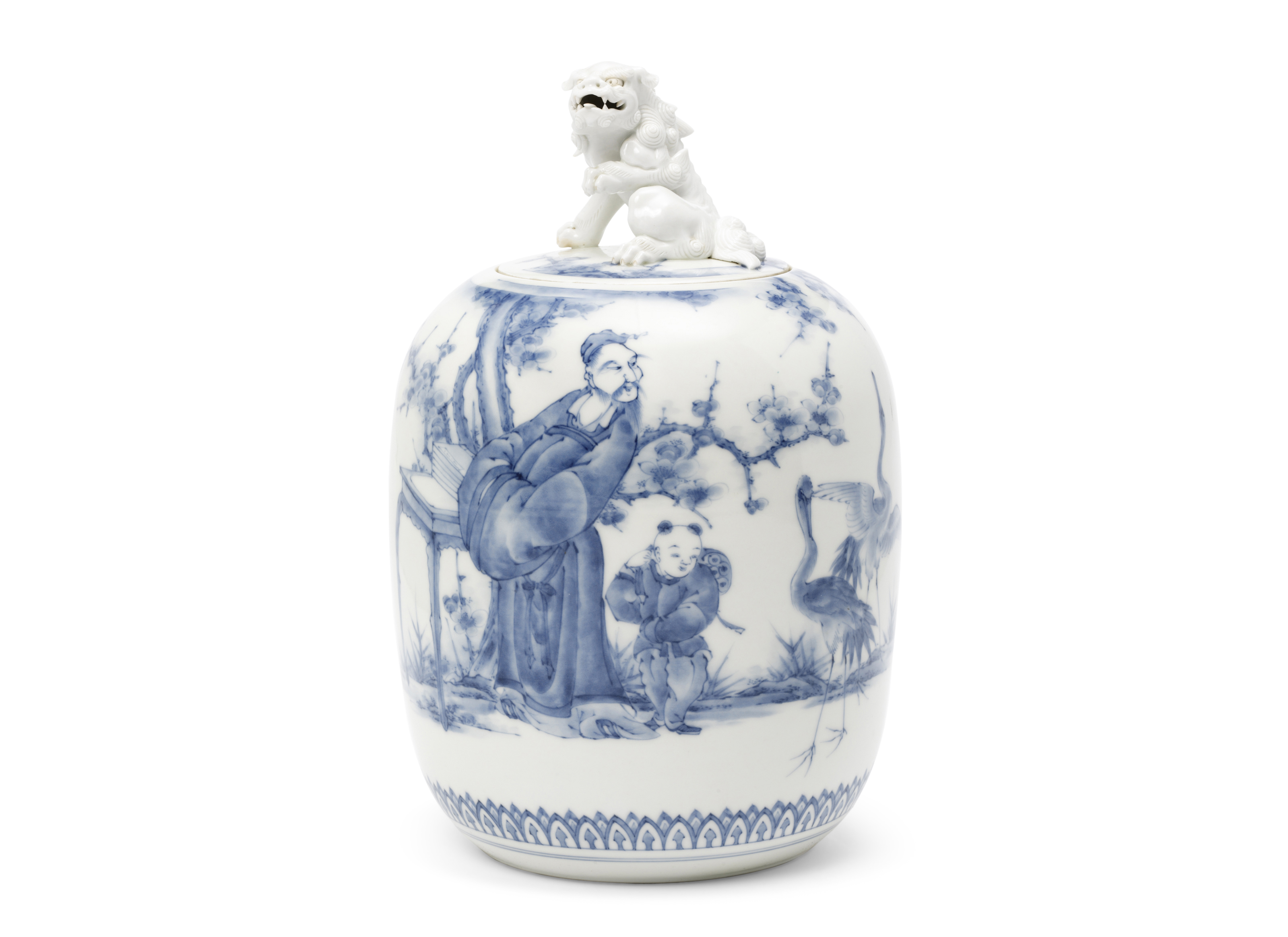 A Hirado Mizusashi [Water Jar] and Cover, EDO - MEIJI PERIOD (19TH