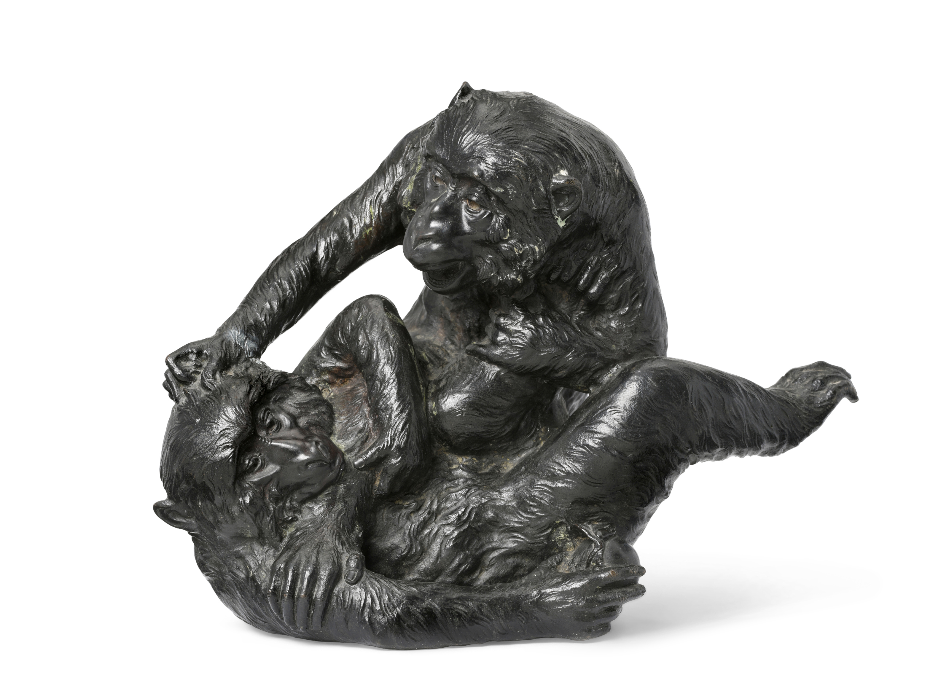 A Bronze Sculpture of Two Monkeys, SEALED GENRYUSAI SEIYA ZO