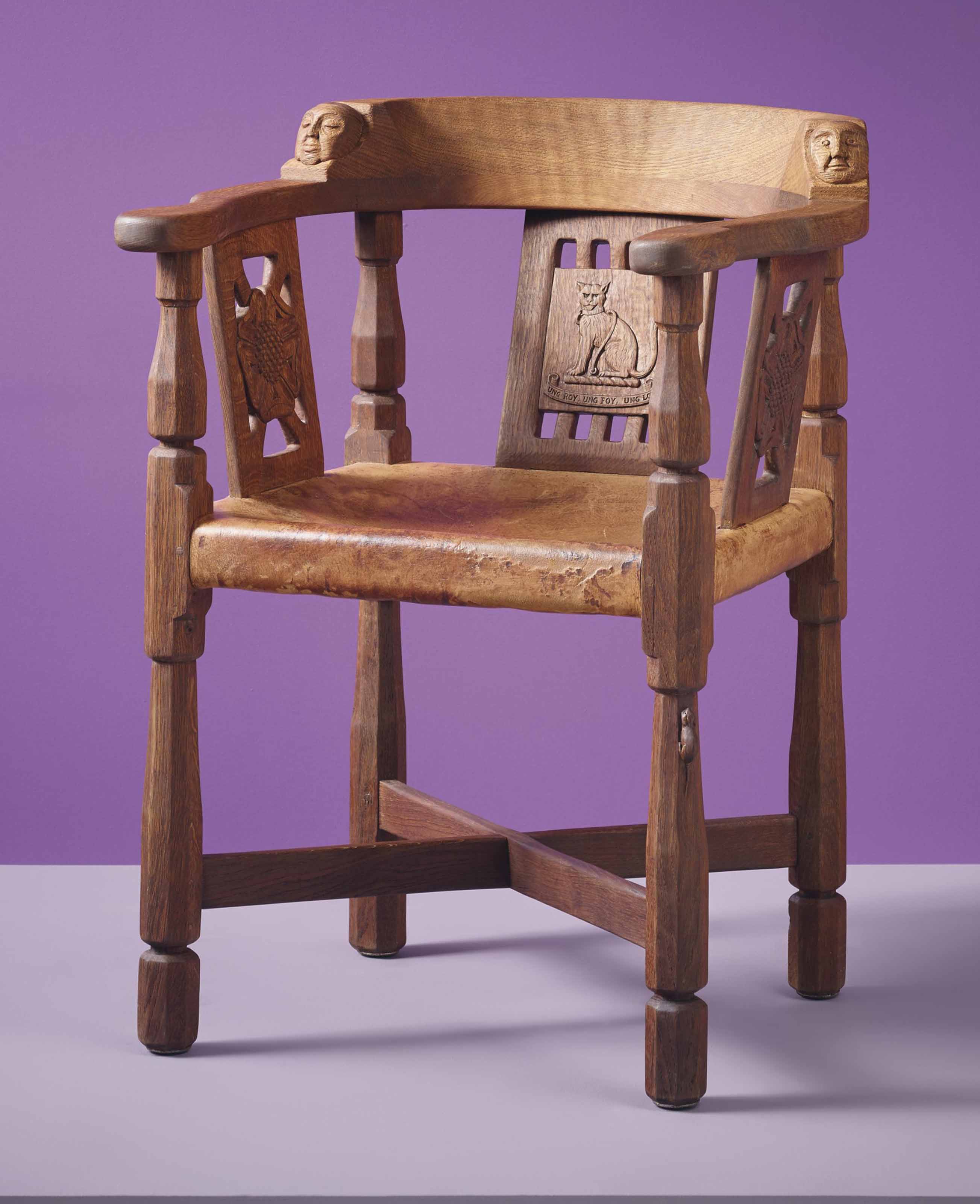 ROBERT 'MOUSEMAN' THOMPSON (18761955) , AN OPEN ARMCHAIR, CIRCA 1932