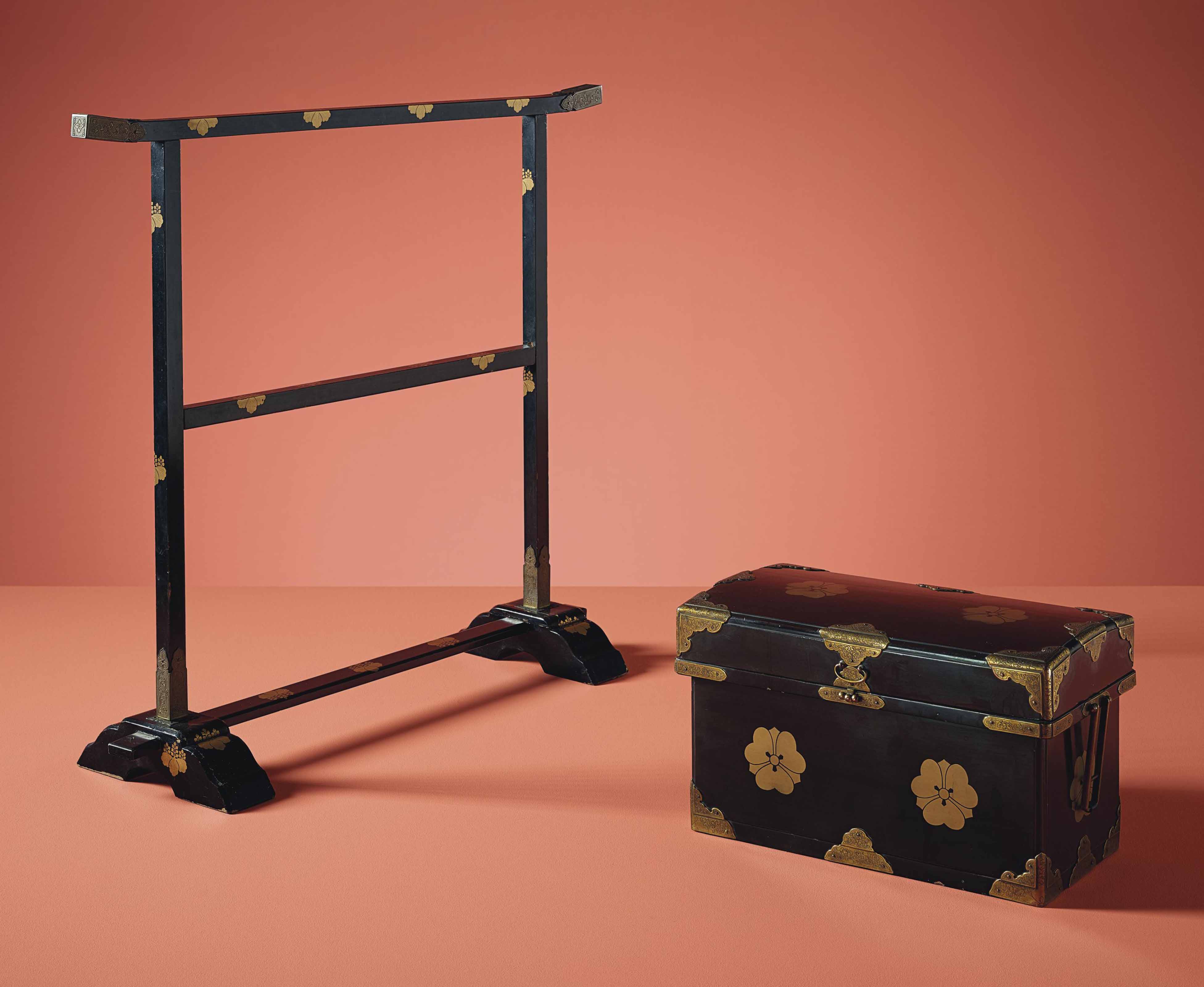 A KIMONO STAND AND NAGAMOCHI [TRAVELLING TRUNK] FROM A CHILDREN’S