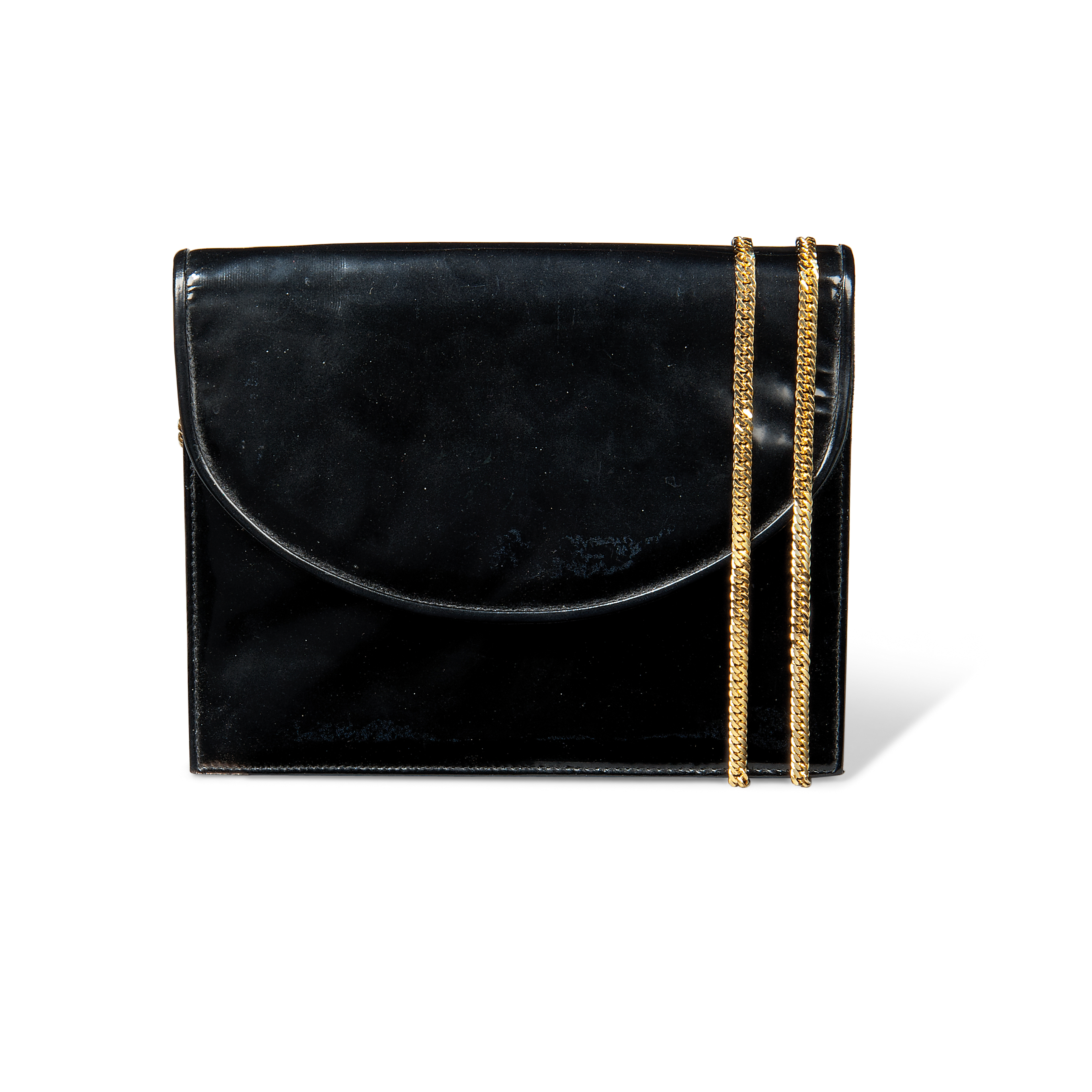 TWO BLACK PATENT CLUTCH BAGS, BY RAYNE, 1980s Christie’s