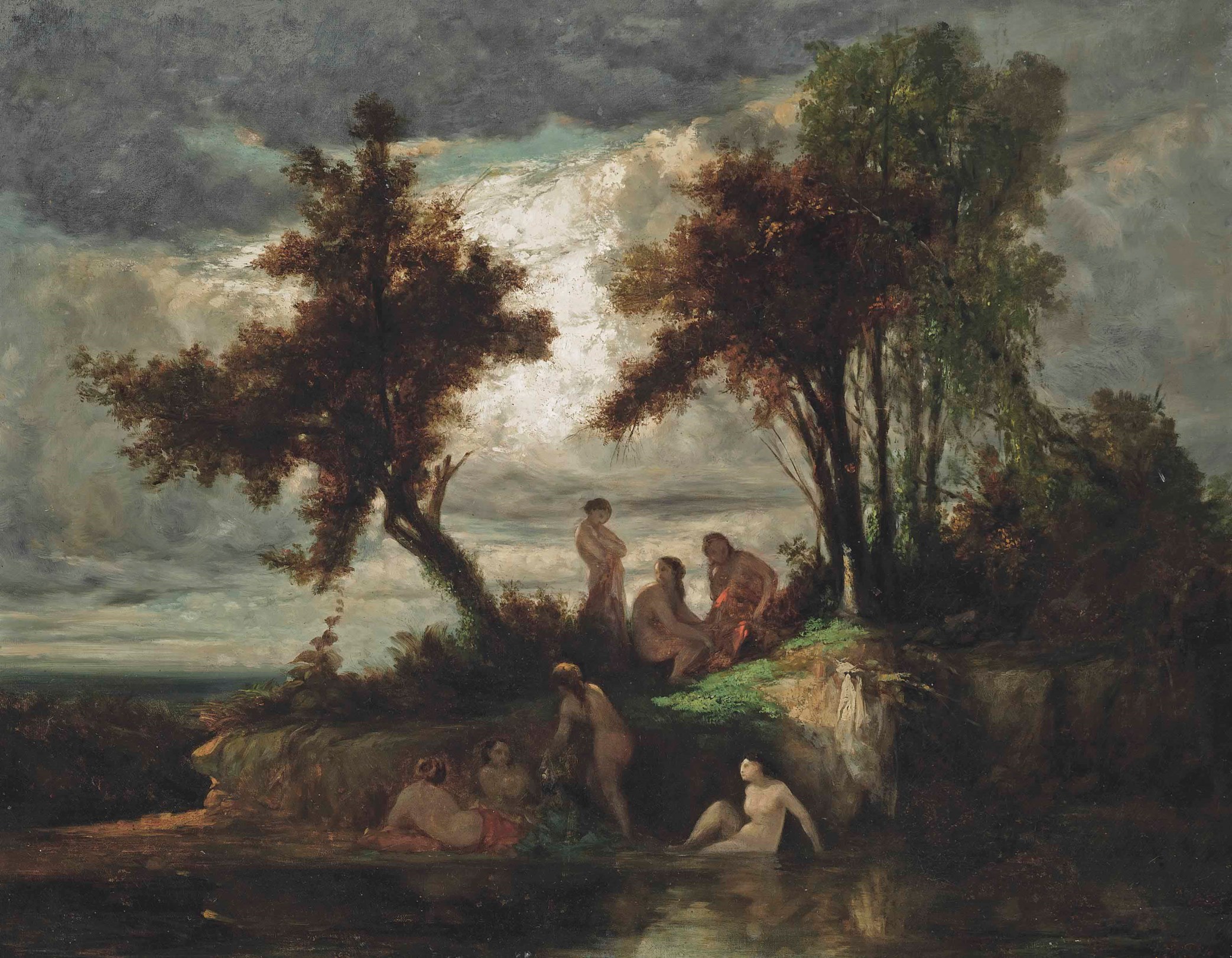 Narcisse-Virgile Diaz de la Pena (French, 1807-1876), Bathers at the