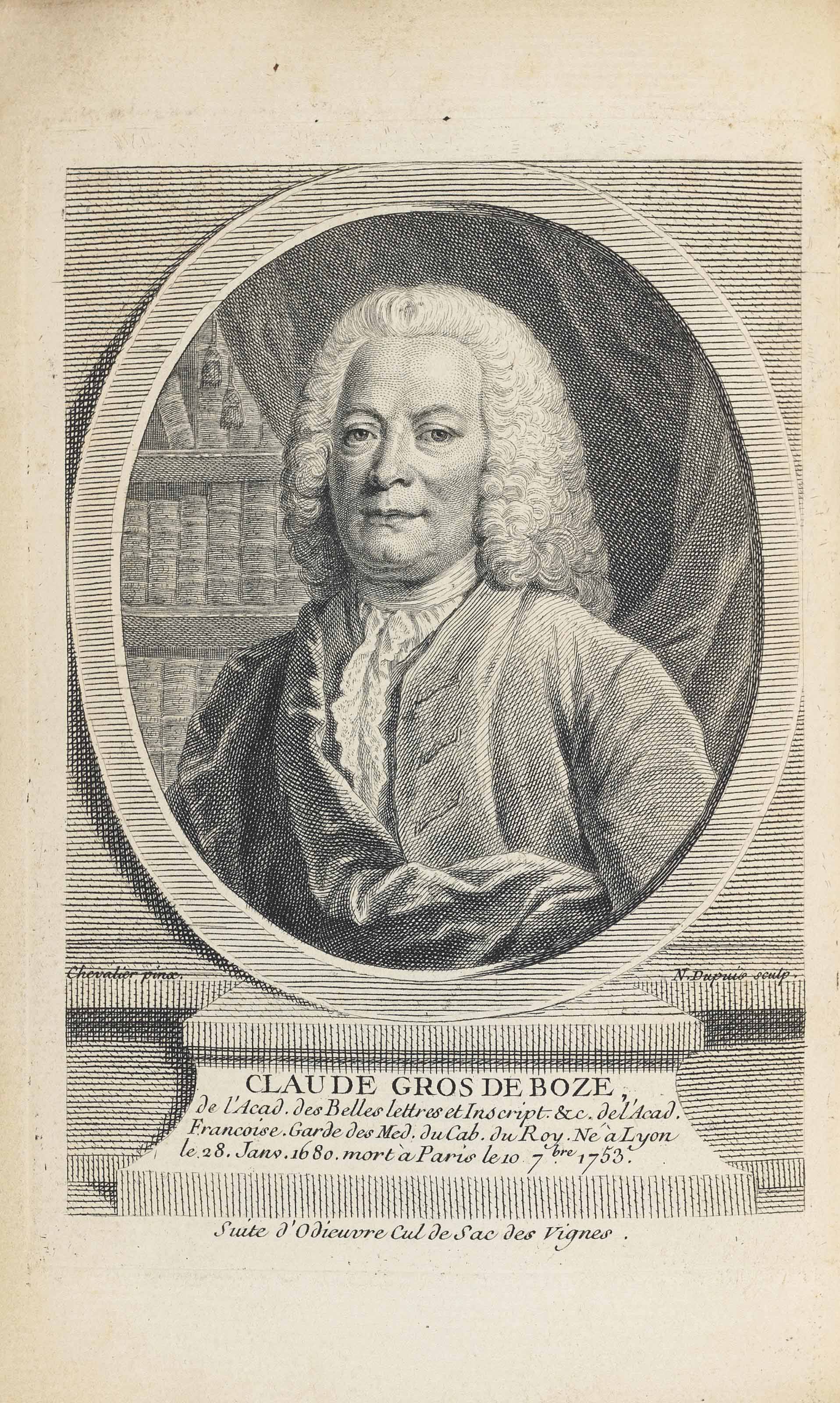 Boze Claude Gros De 1680 1753 Catalogue Des Livres Du Cabinet Paris Chez G Martin A
