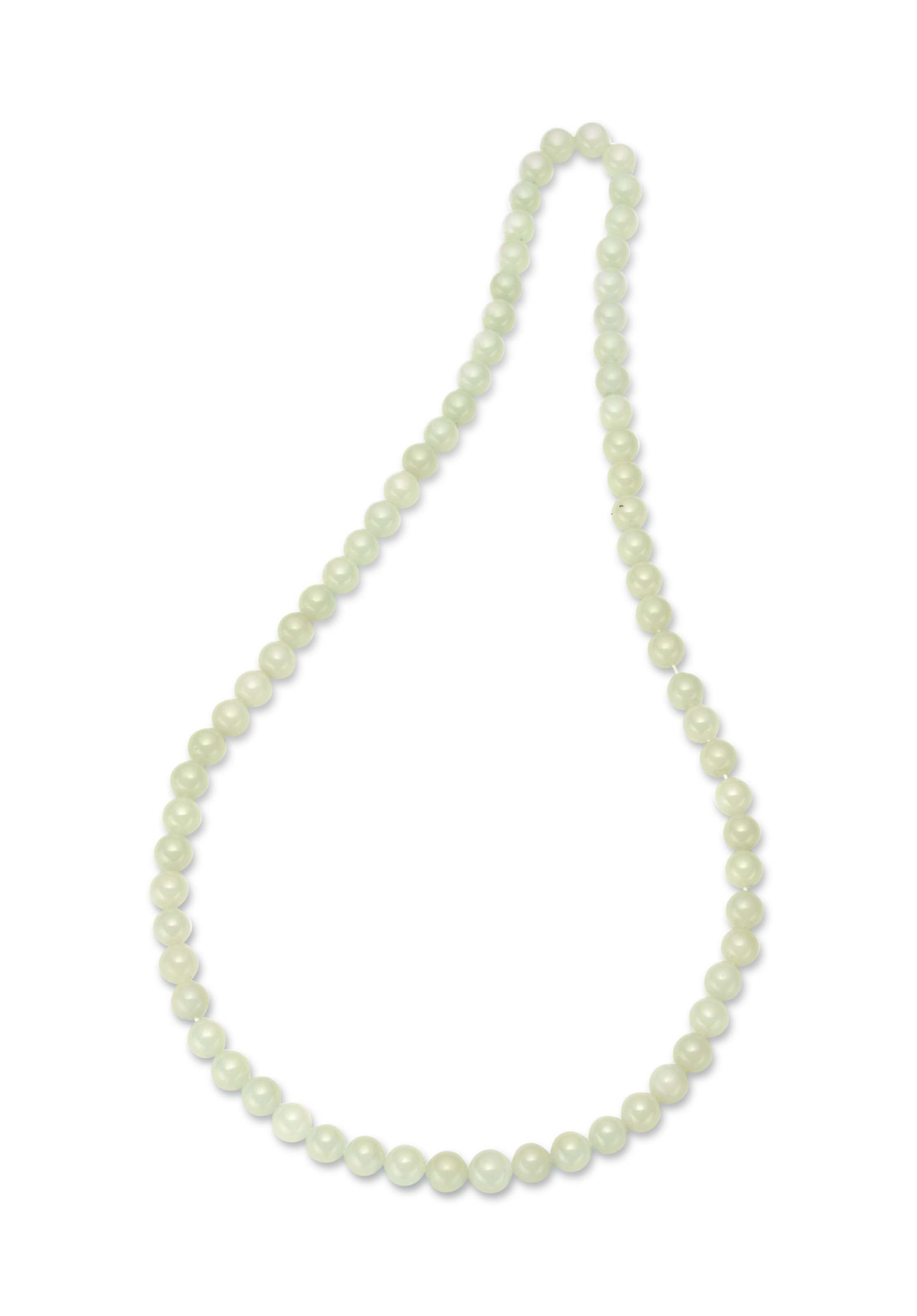 A WHITE JADE BEAD NECKLACE 20TH CENTURY Christie s