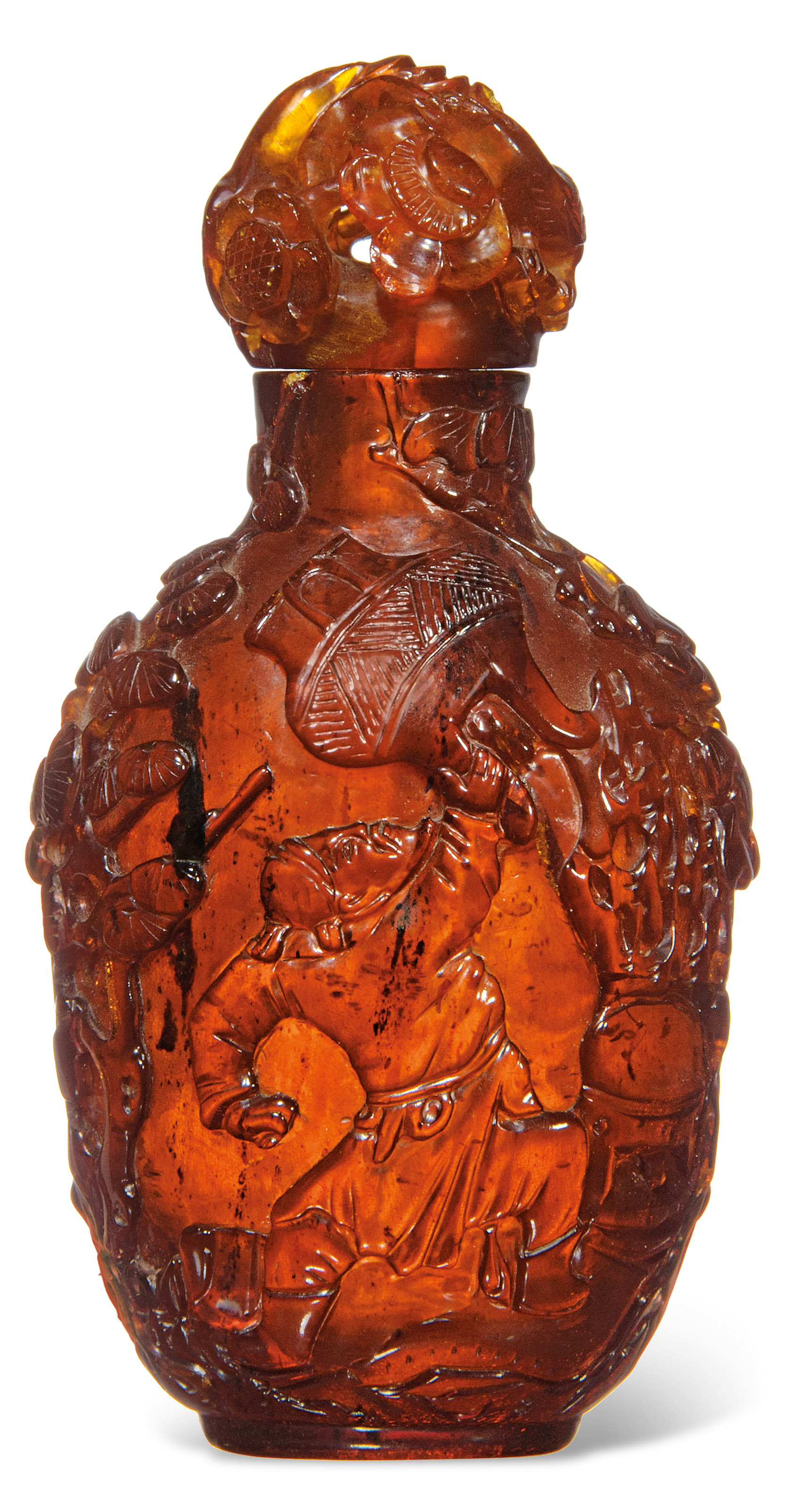 A CARVED AMBER SNUFF BOTTLE , 19TH CENTURY Christie's