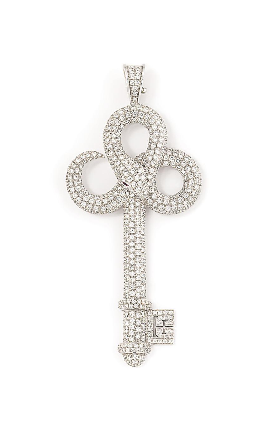 An 18ct White Gold Diamond And Ruby Snake Key Pendant By Theo Fennell