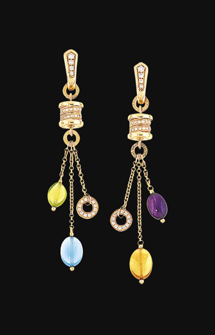 A Pair Of Gem Set B Zero1 Earrings By Bulgari