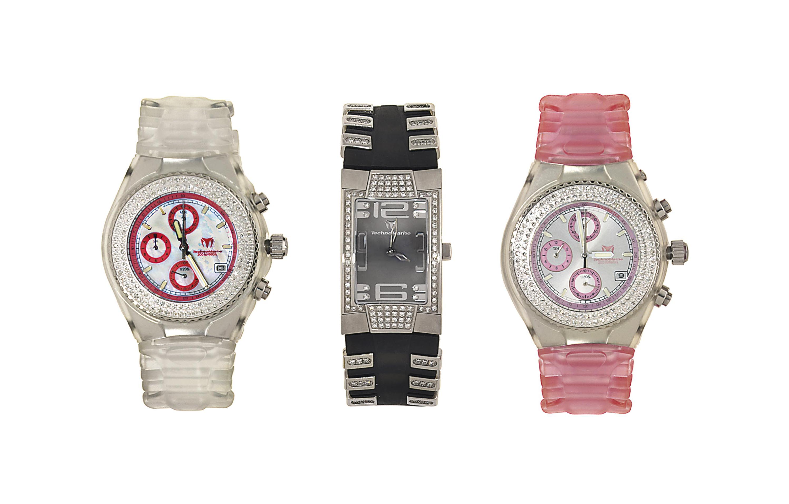 Three diamond-set quartz wristwatches, by Technomarine