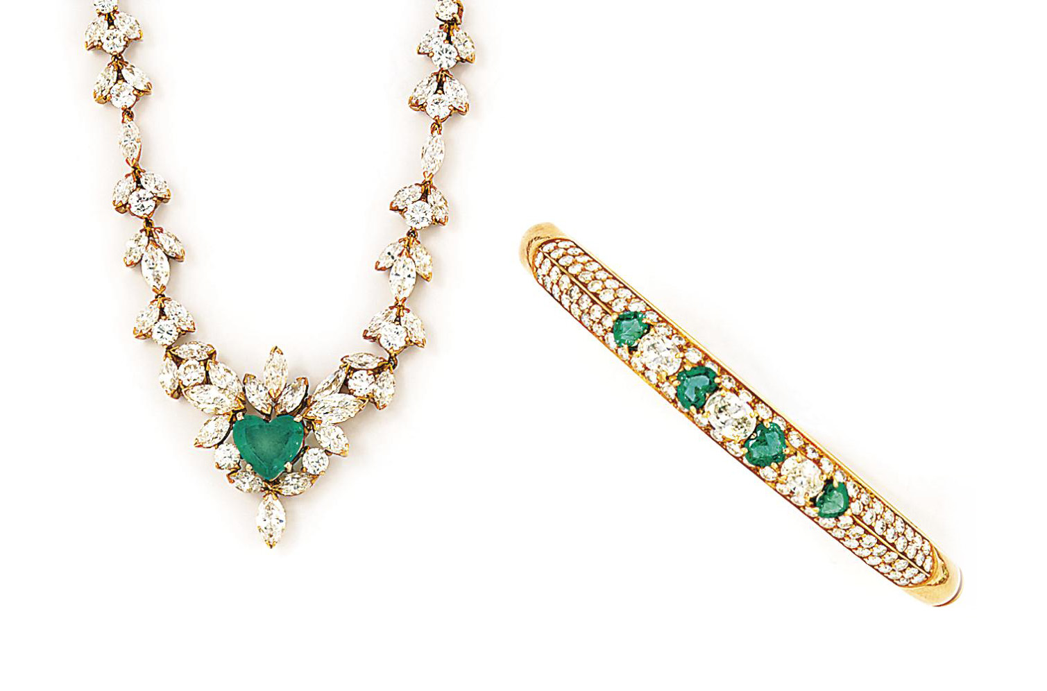 A Group Of 18ct Gold Emerald And Diamond Jewellery By Garrard Co
