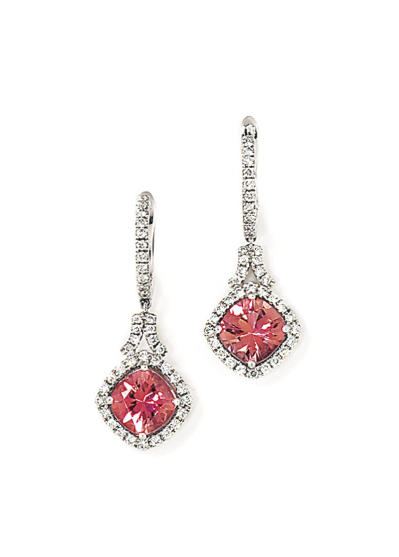A PAIR OF PINK TOURMALINE AND DIAMOND EARRINGS Christie's