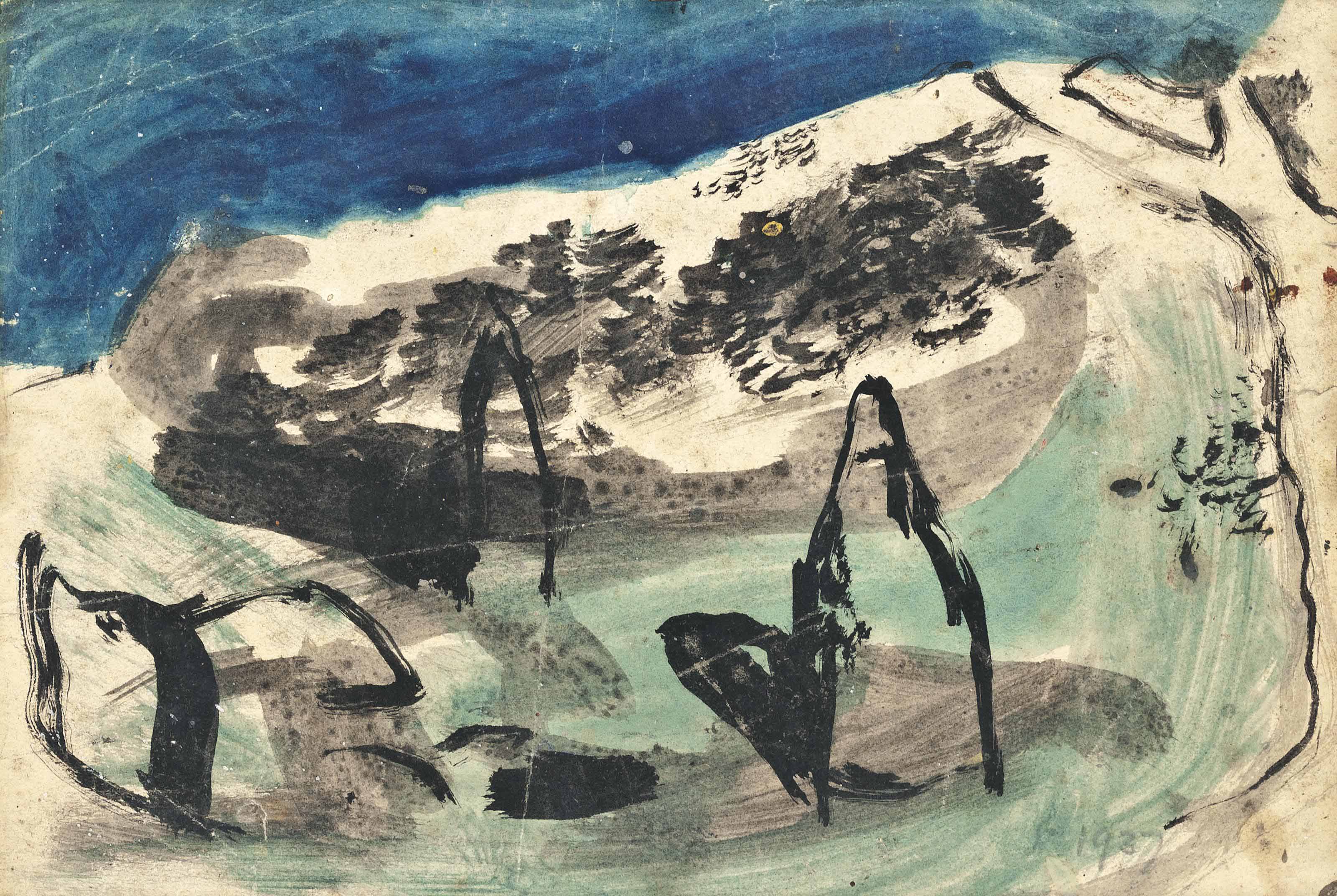 憧れ Graham Sutherland, Low with Landscape (1903-1980), O.M. 絵画