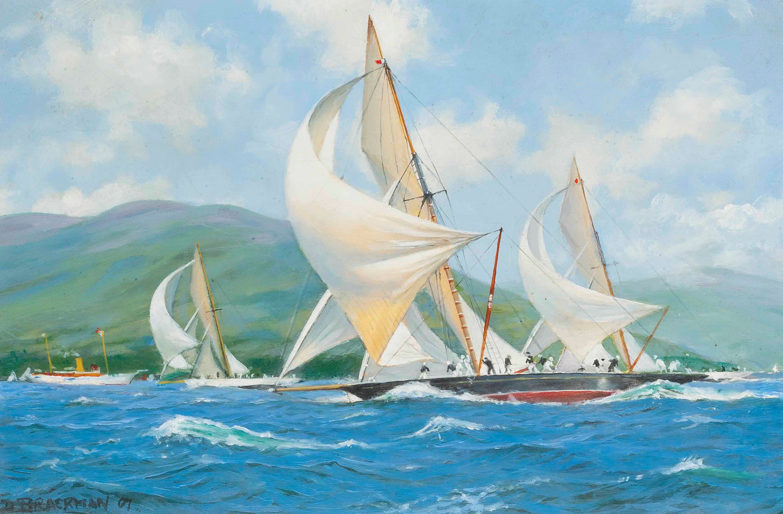 David Brackman (19322007), The Royal Clyde Regatta, 1895 Britannia leading her adversaries