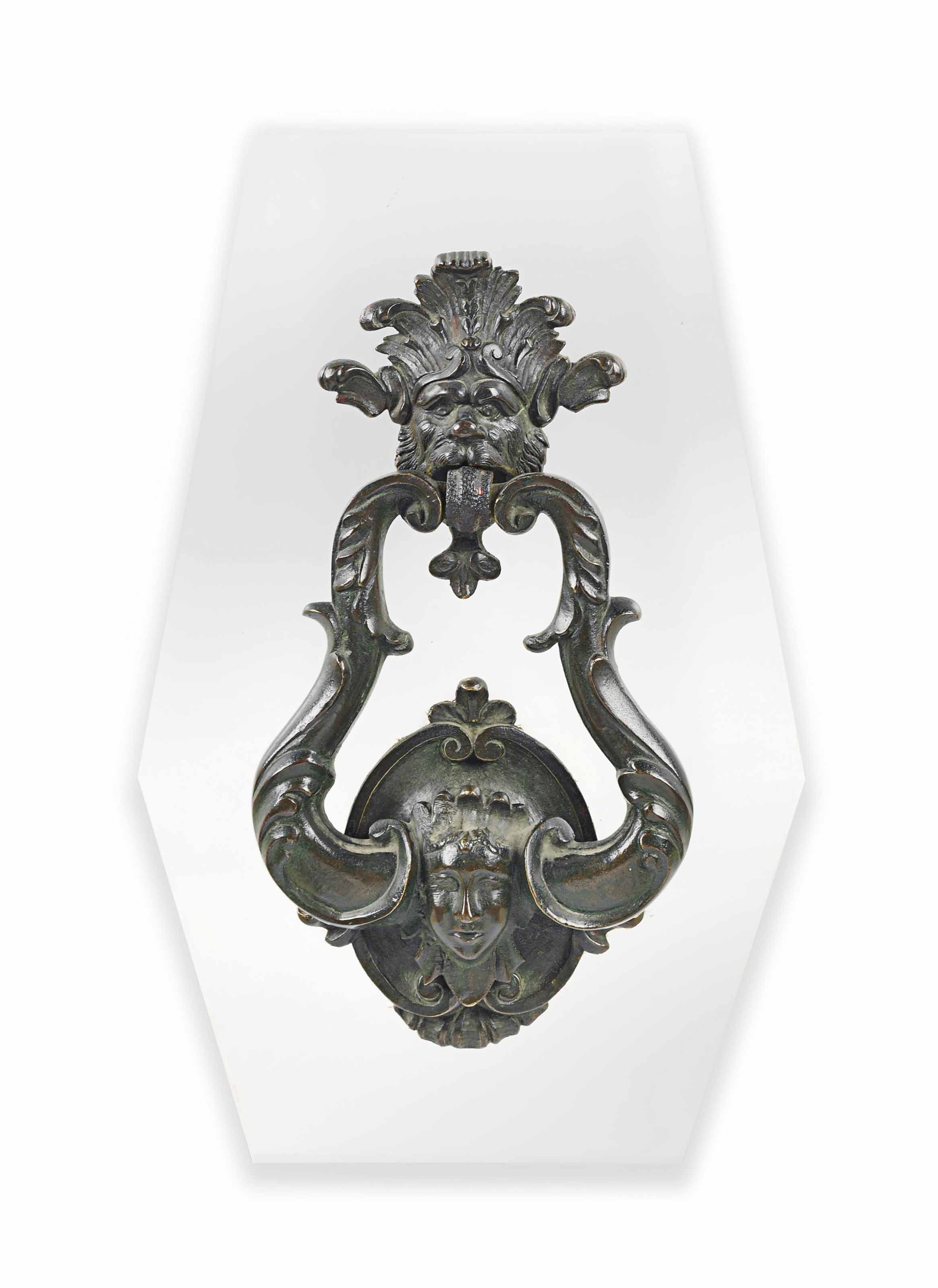 A VENETIAN BRONZE DOOR KNOCKER OF RENAISSANCE STYLE