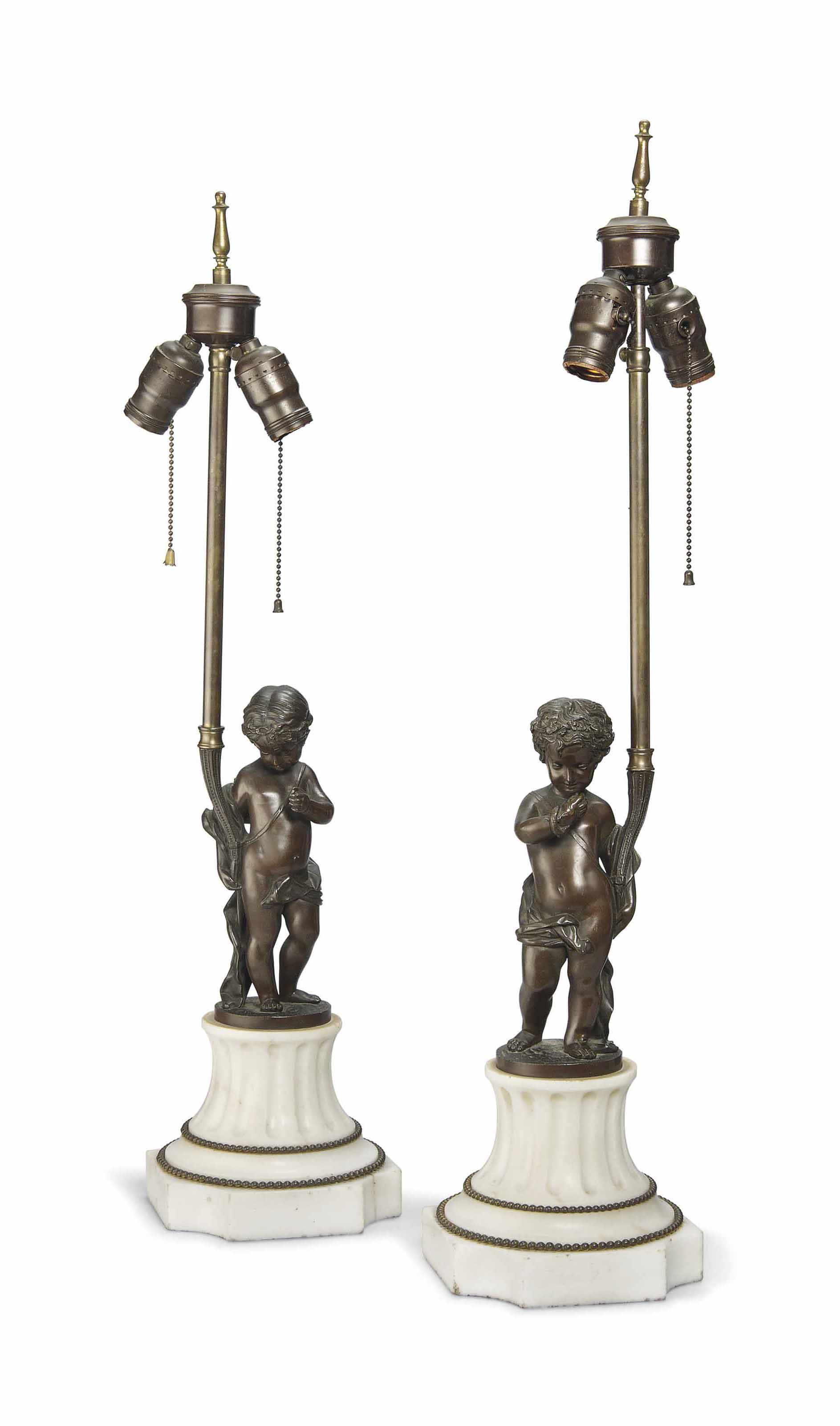 A PAIR OF FRENCH BRONZE FIGURAL LAMPS , LATE 19TH CENTURY Christie's