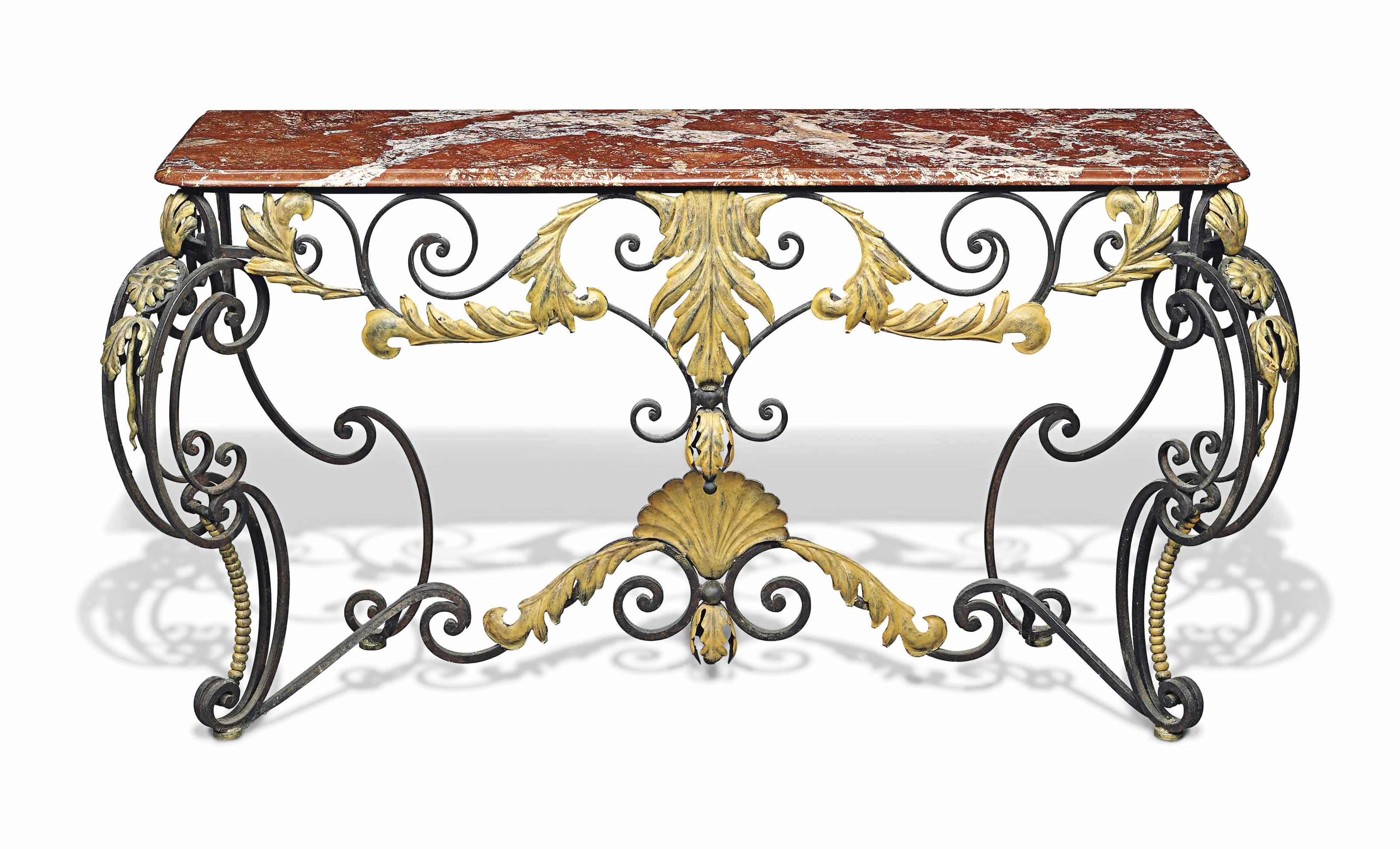 A FRENCH WROUGHTIRON AND GOLDPAINTED CONSOLE TABLE , MID20TH CENTURY Christie's