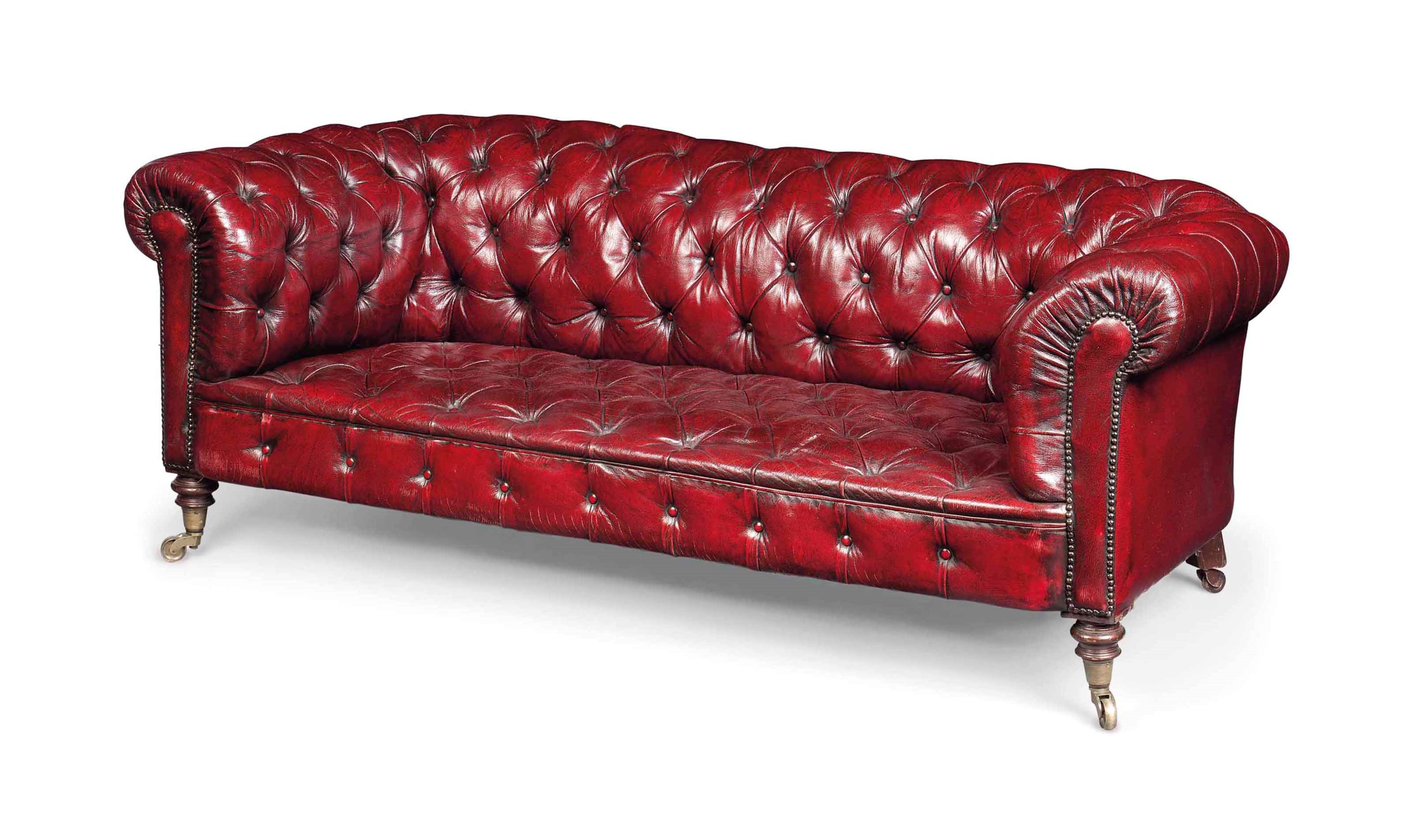 A LATE VICTORIAN MAHOGANY CHESTERFIELD SOFA