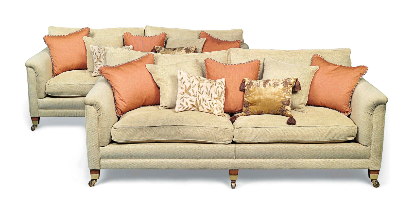 A PAIR OF LARGE MODERN SOFAS