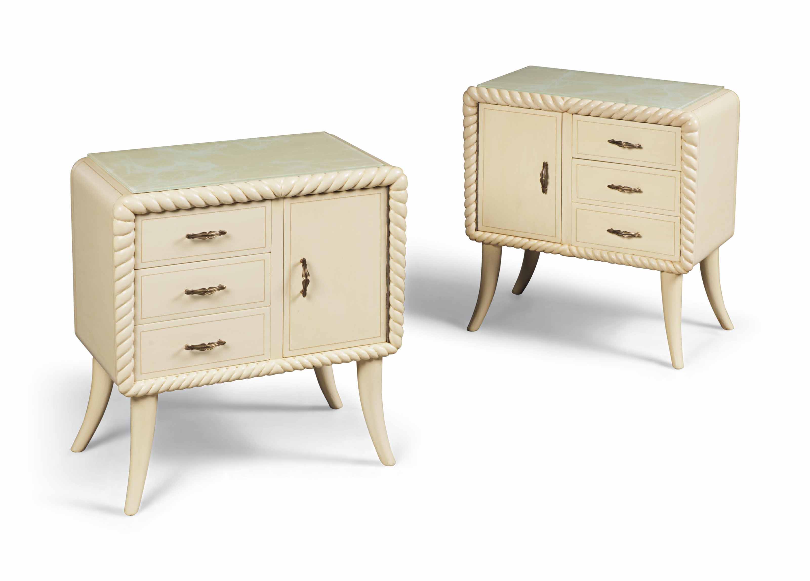 A Pair Of Cream Painted Bedside Cabinets Probably French Or