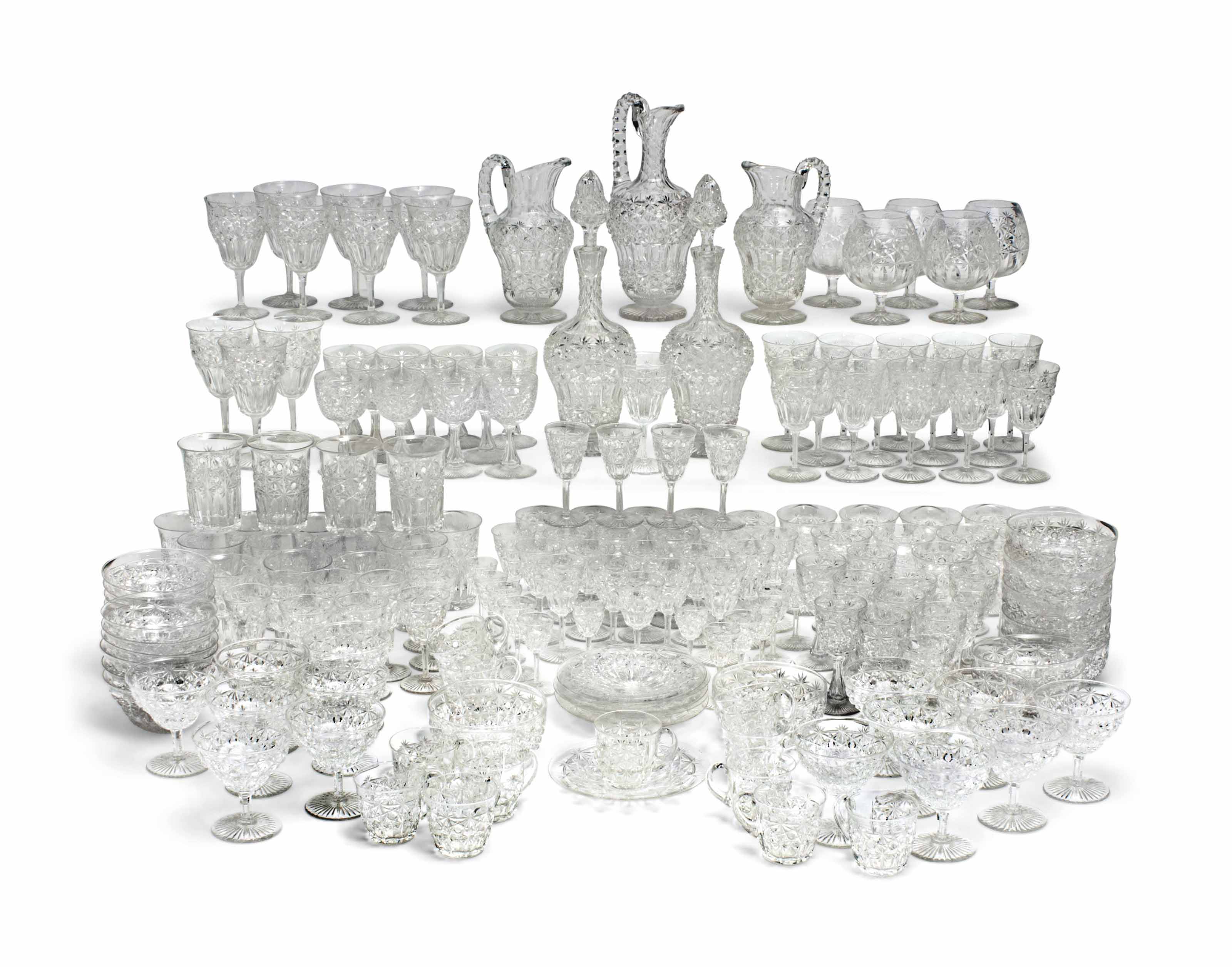 AN EXTENSIVE STUART SUITE OF CUTGLASSWARE , 20TH CENTURY, ETCHED MARKS