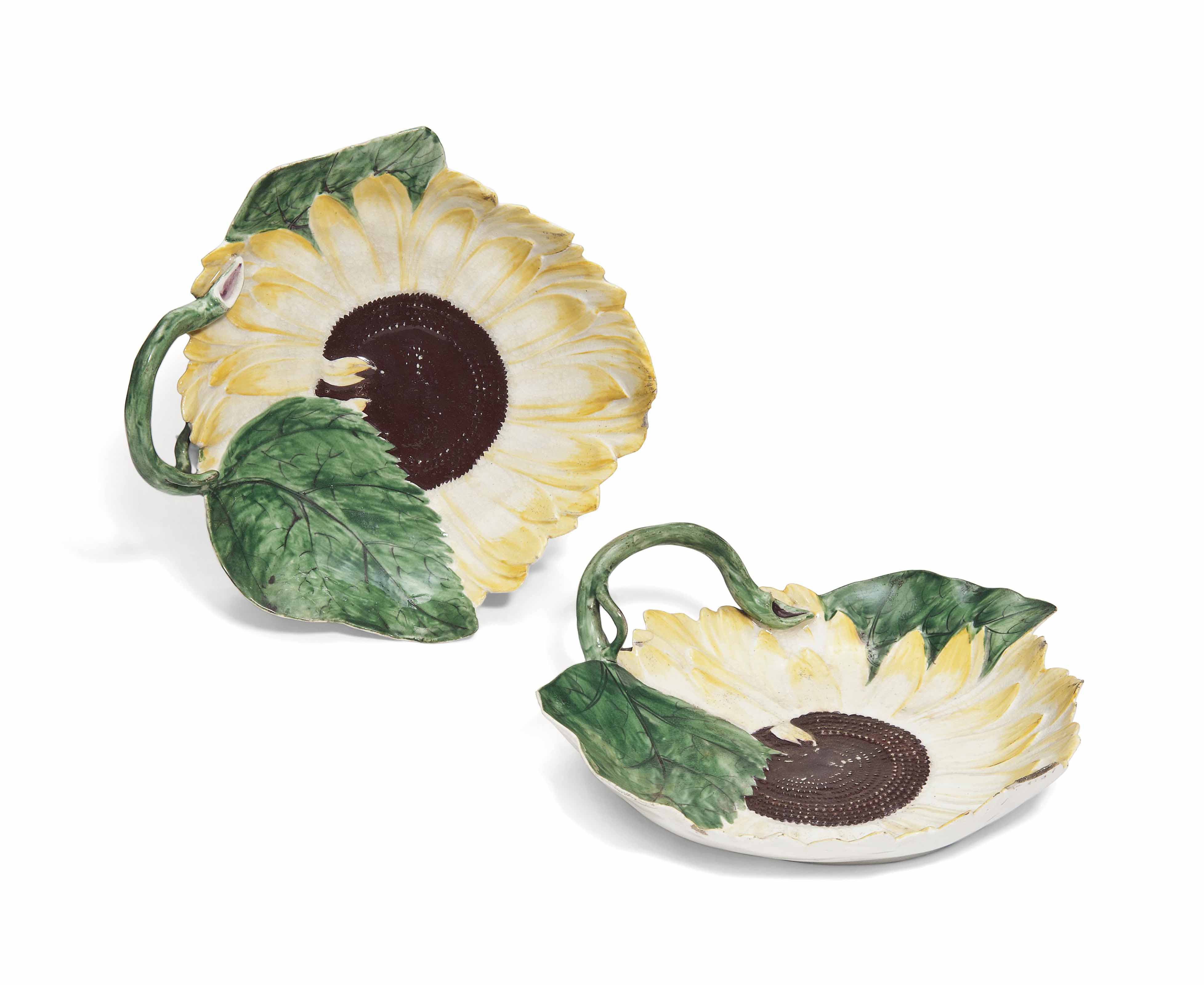 A Pair Of Chelsea Sunflower Dishes Circa 1755 Red Anchor And 2 Mark To One Example 18th Century Flowers Plants Christie S