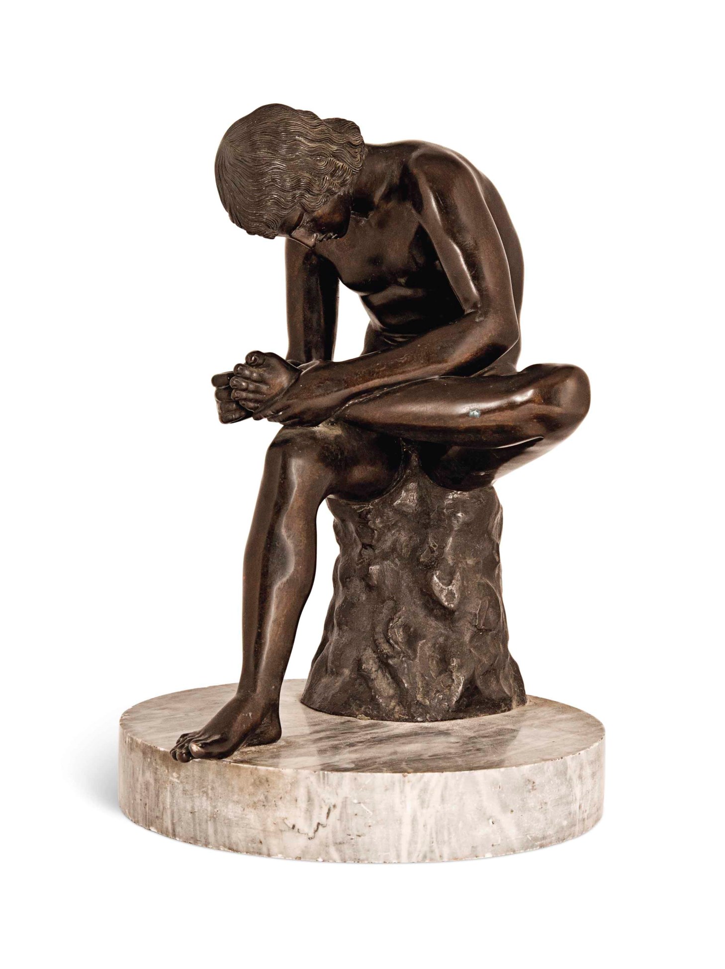 A NEAPOLITAN BRONZE MODEL OF THE SPINARIO, LATE 19TH CENTURY, CAST BY ...