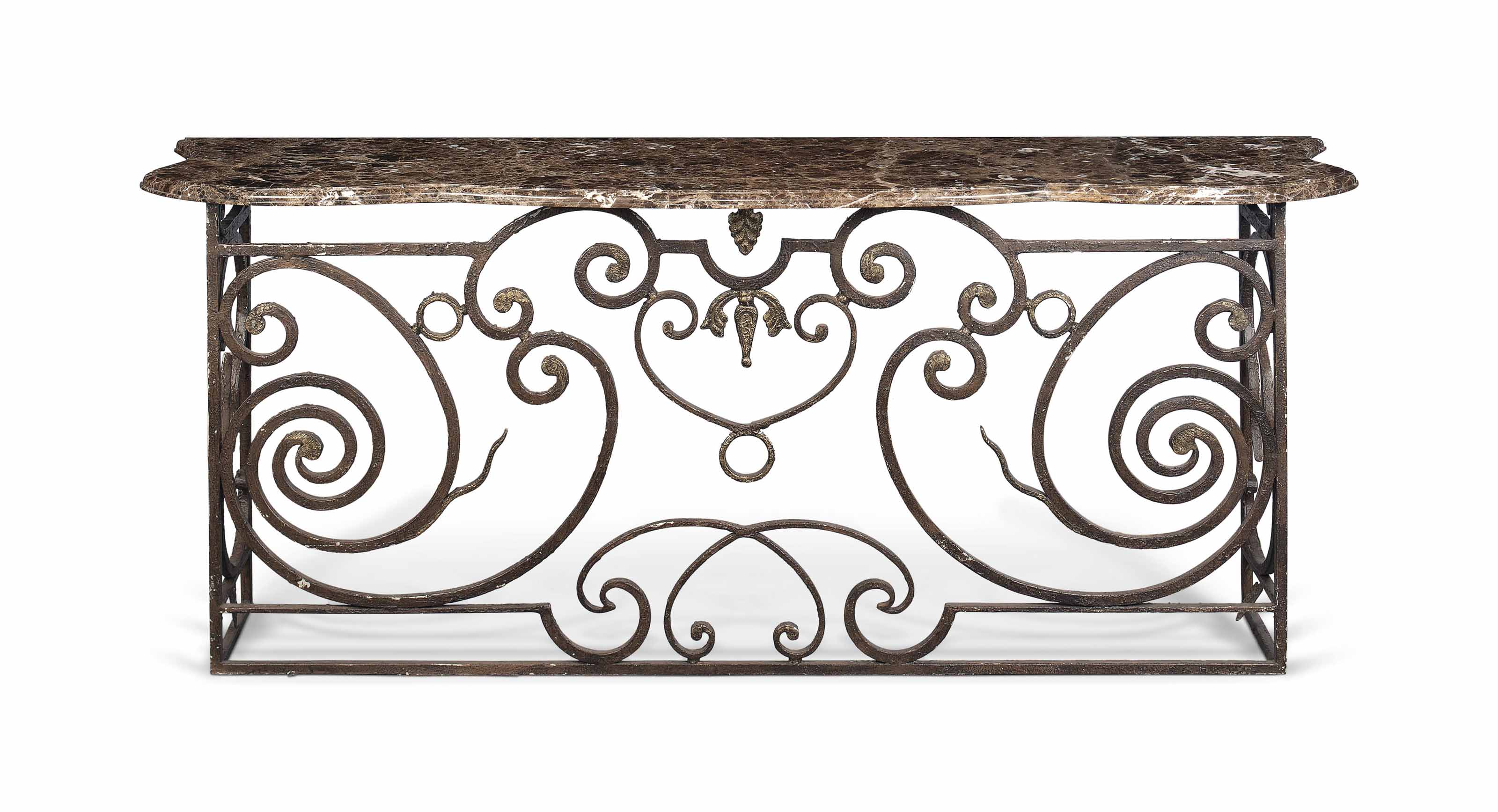 A French Marble Top Wrought Iron Console Table 19th Century And