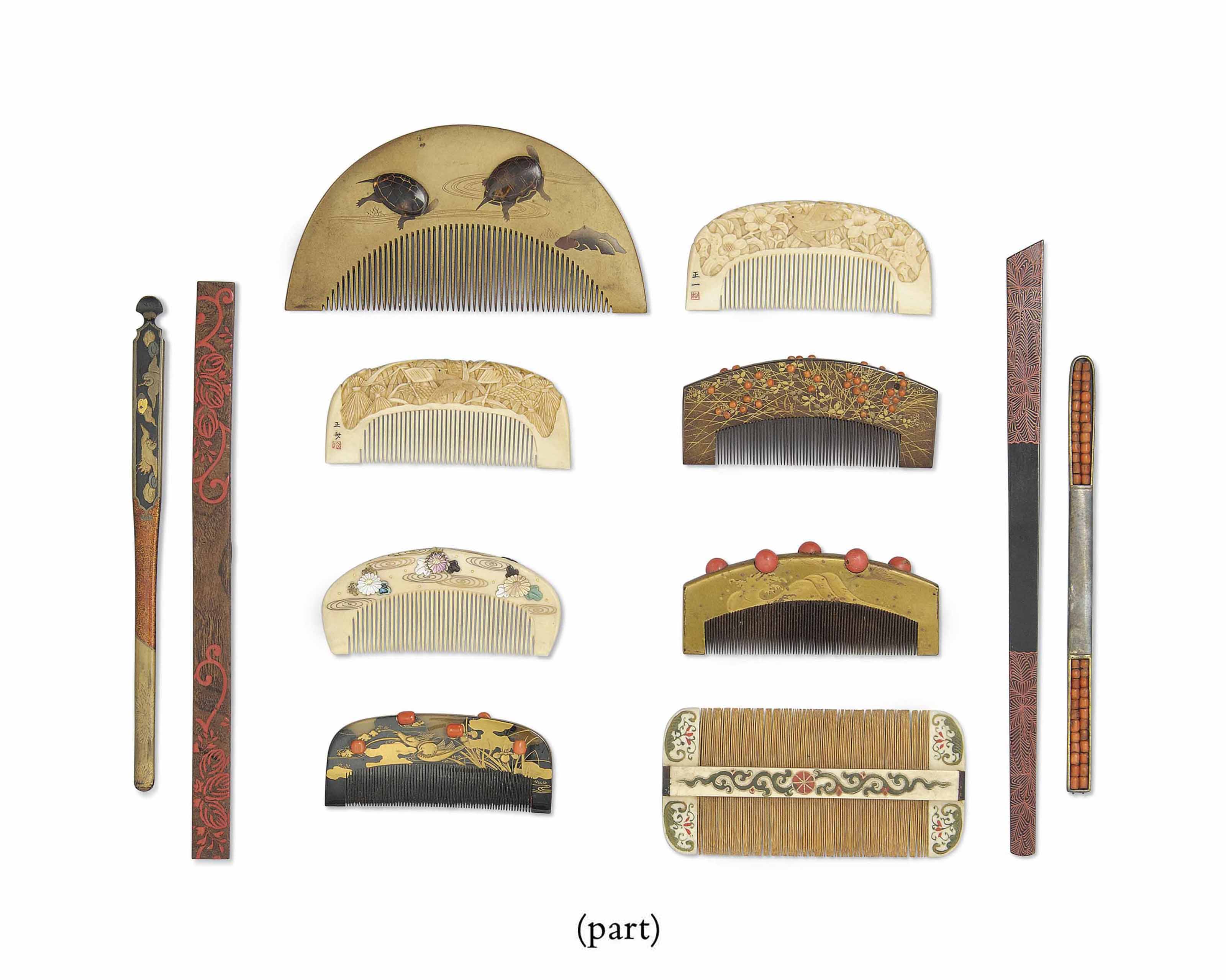 A Group Of Twenty Japanese And Asian Combs And Six Hair Pins Edo