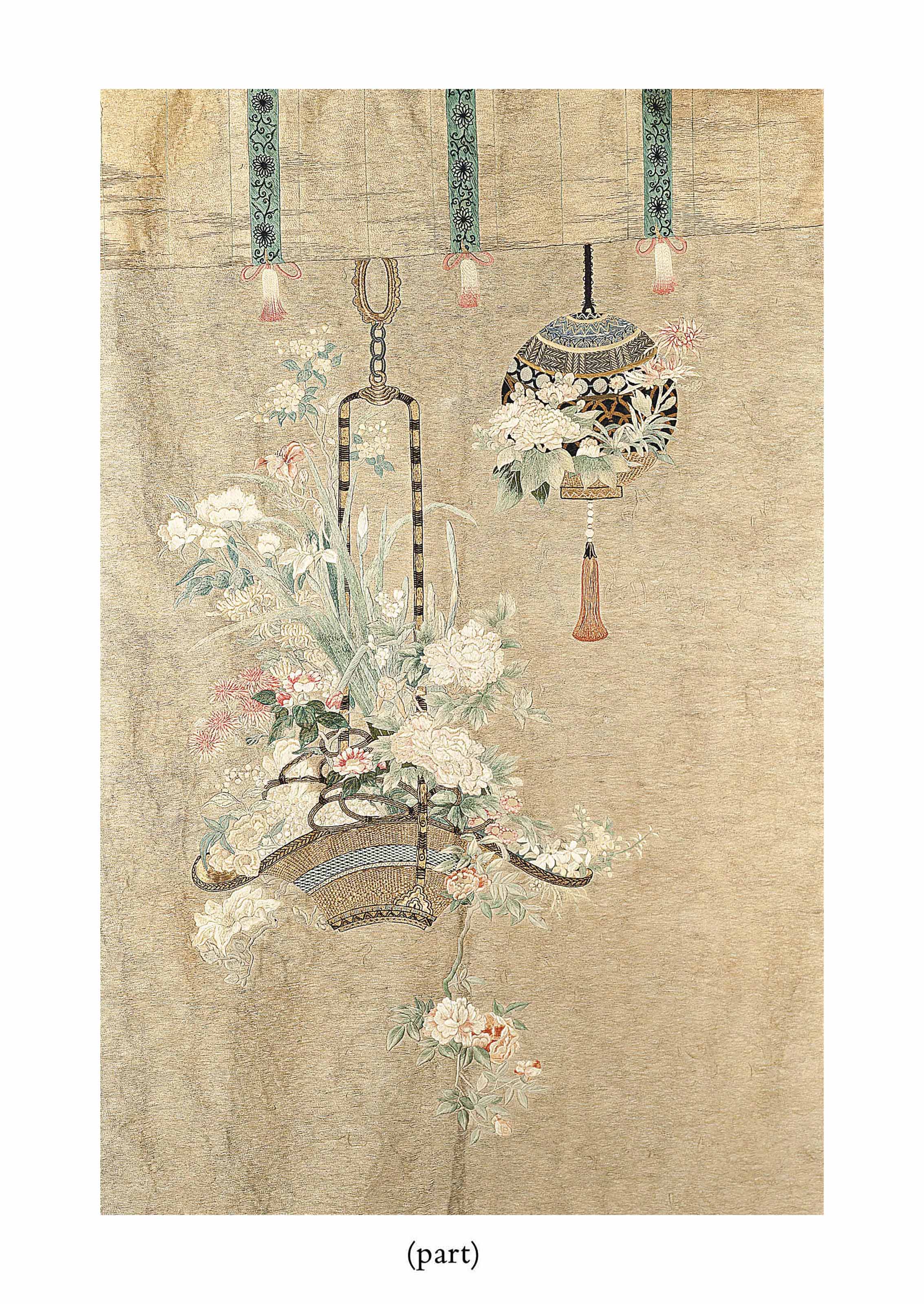 THREE JAPANESE EMBROIDERED WALL HANGINGS