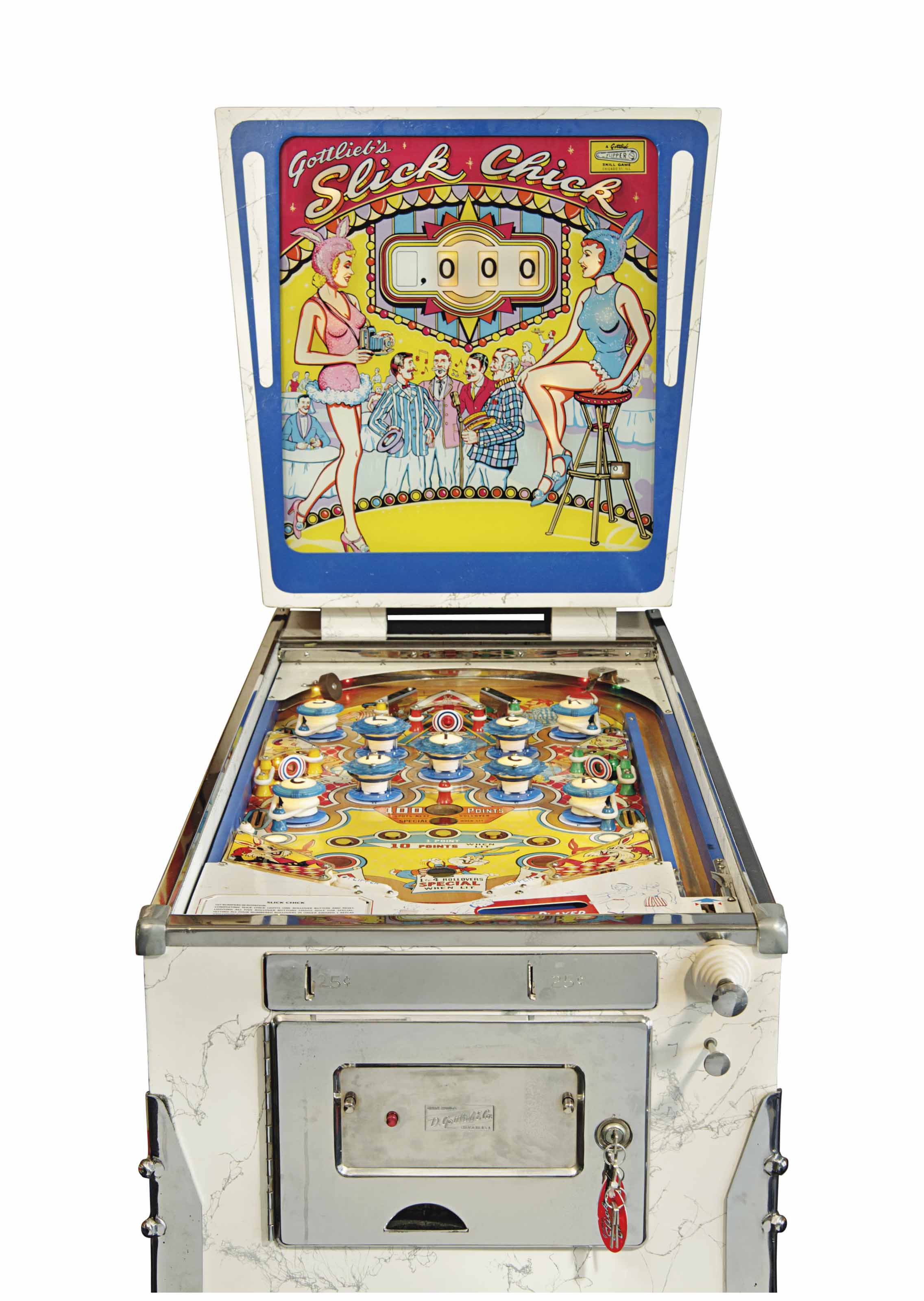 AN ELECTRO MECHANICAL SLICK CHICK PINBALL MACHINE , MADE BY D. GOTTLIEB