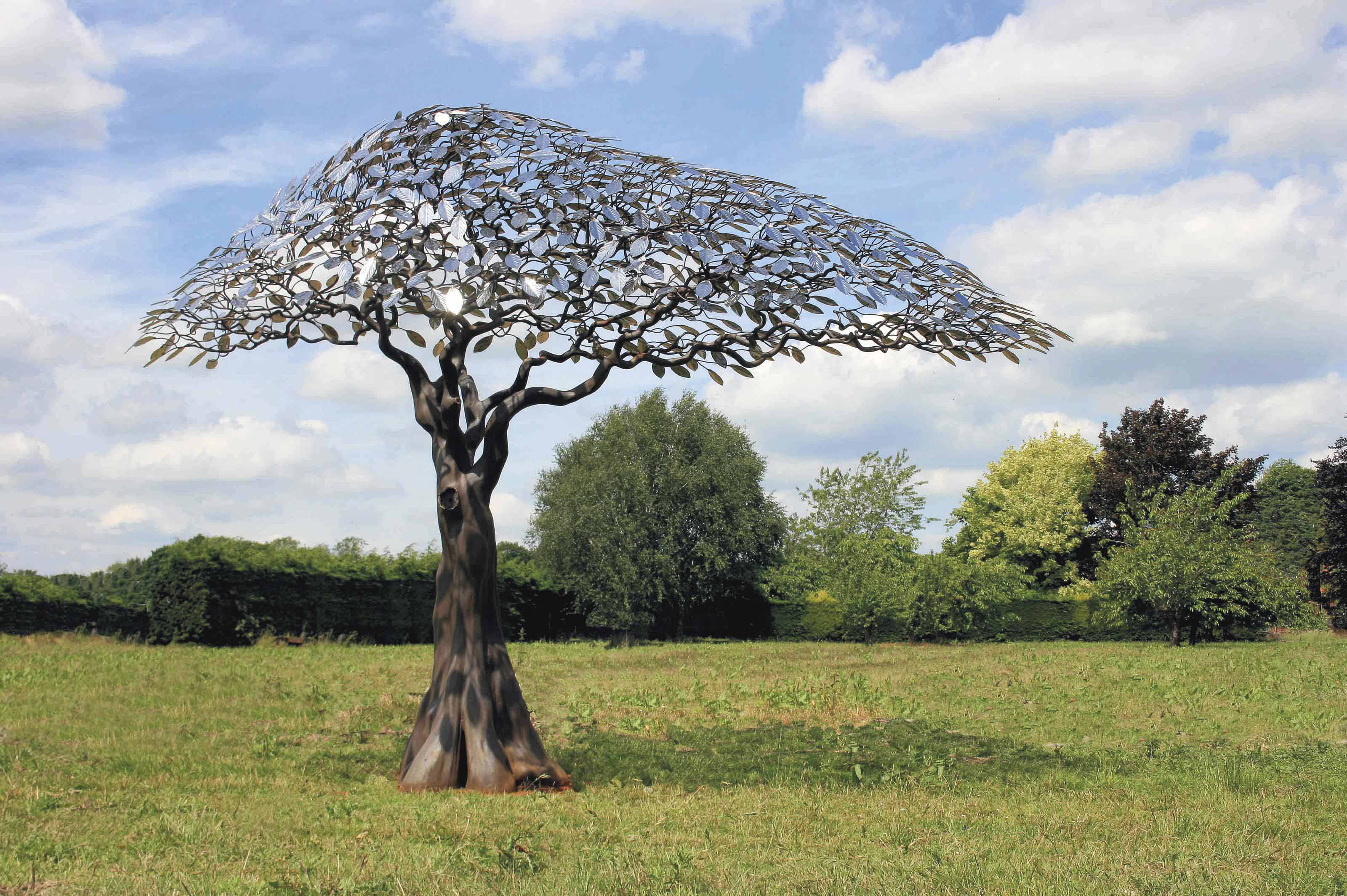 A AND STAINLESS STEEL TREE SCULPTURE ENTITLED 'ARBOUR METALLUM