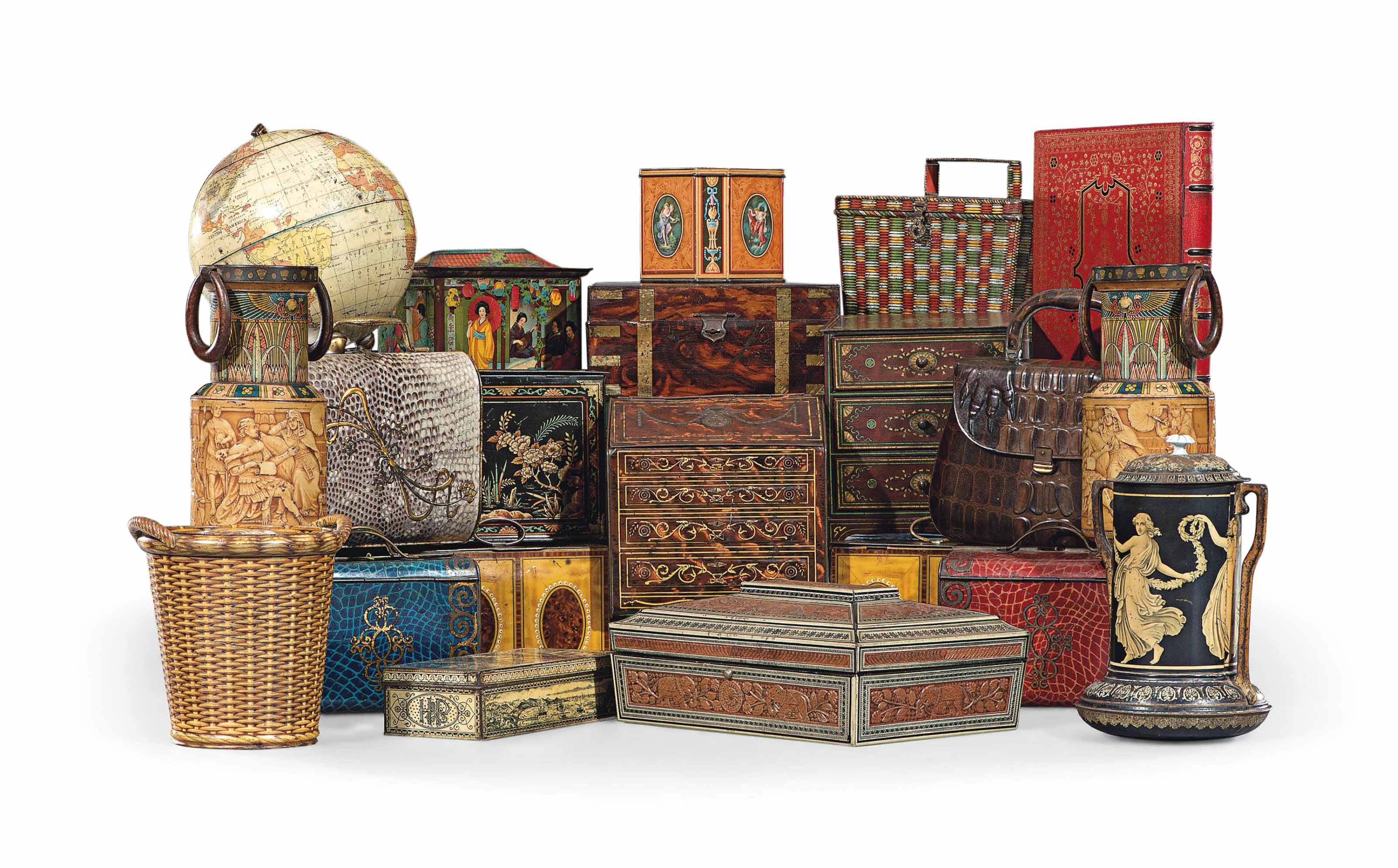 A COLLECTION OF TWENTY ONE BRITISH NOVELTY TOLE BISCUIT TINS