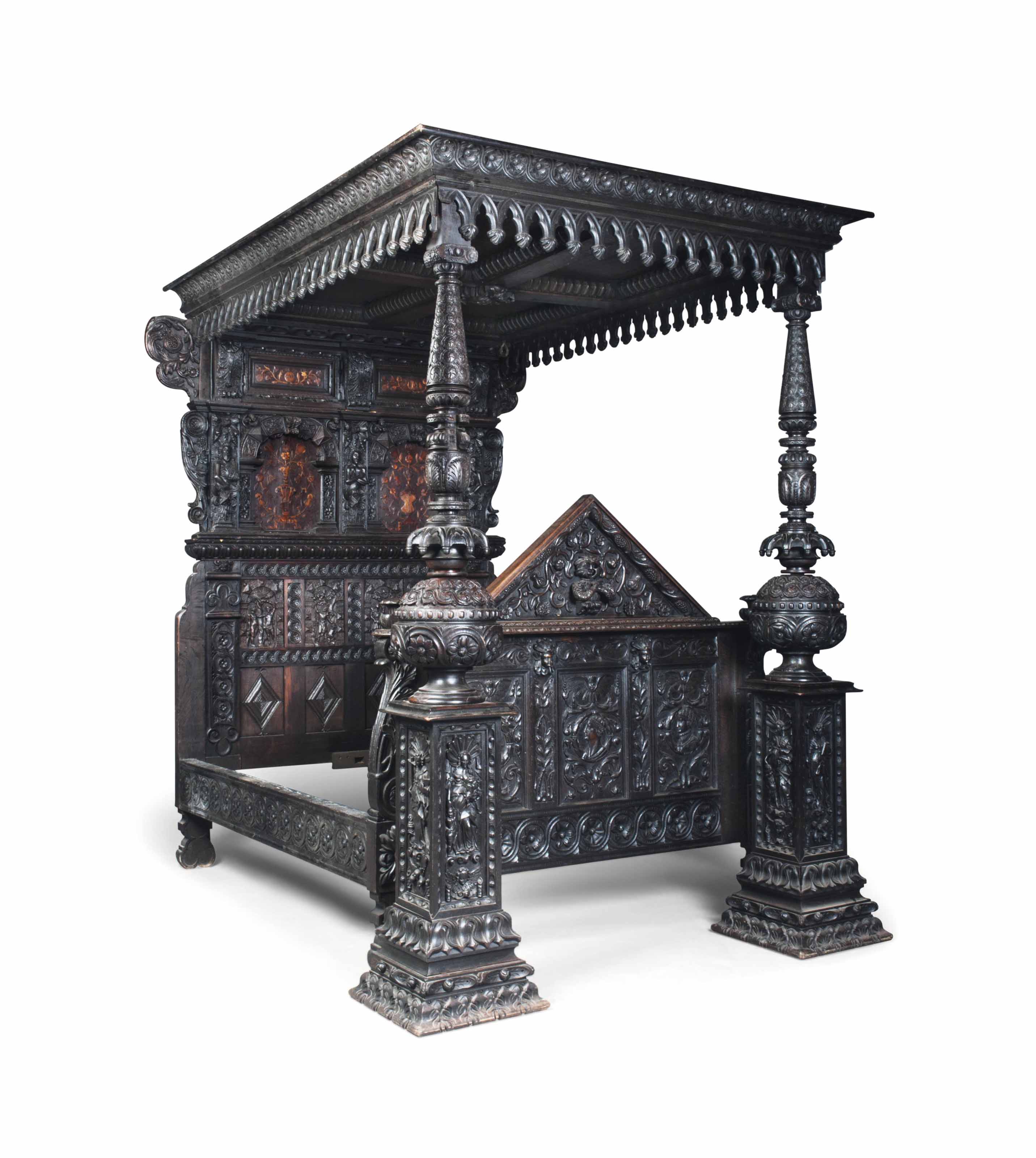 A LARGE OAK TESTER BED , 17TH CENTURY AND LATER Christie's