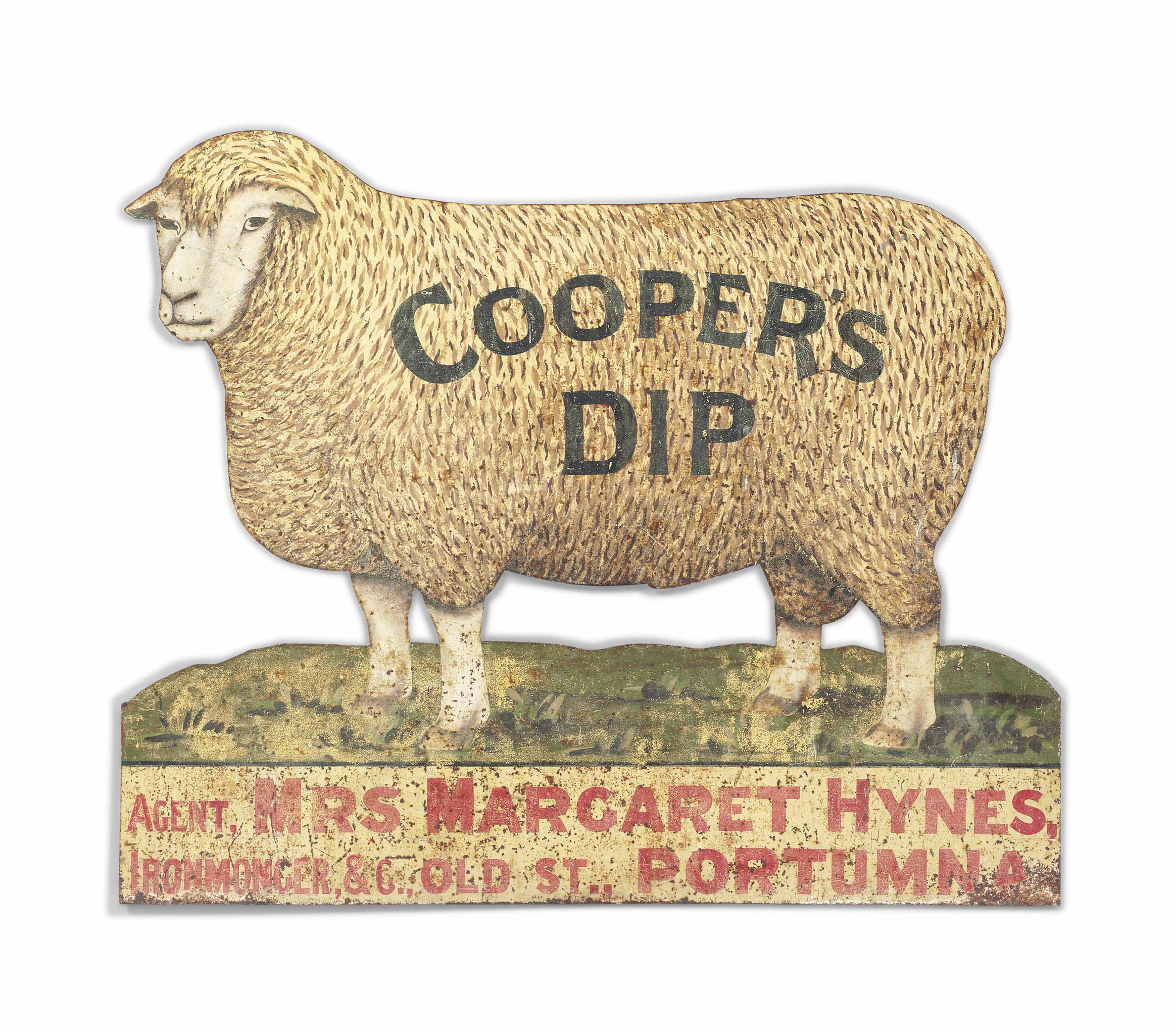 AN IRISH PAINTED SHEET IRON 'COOPER'S DIP' ADVERTISING SIGN
