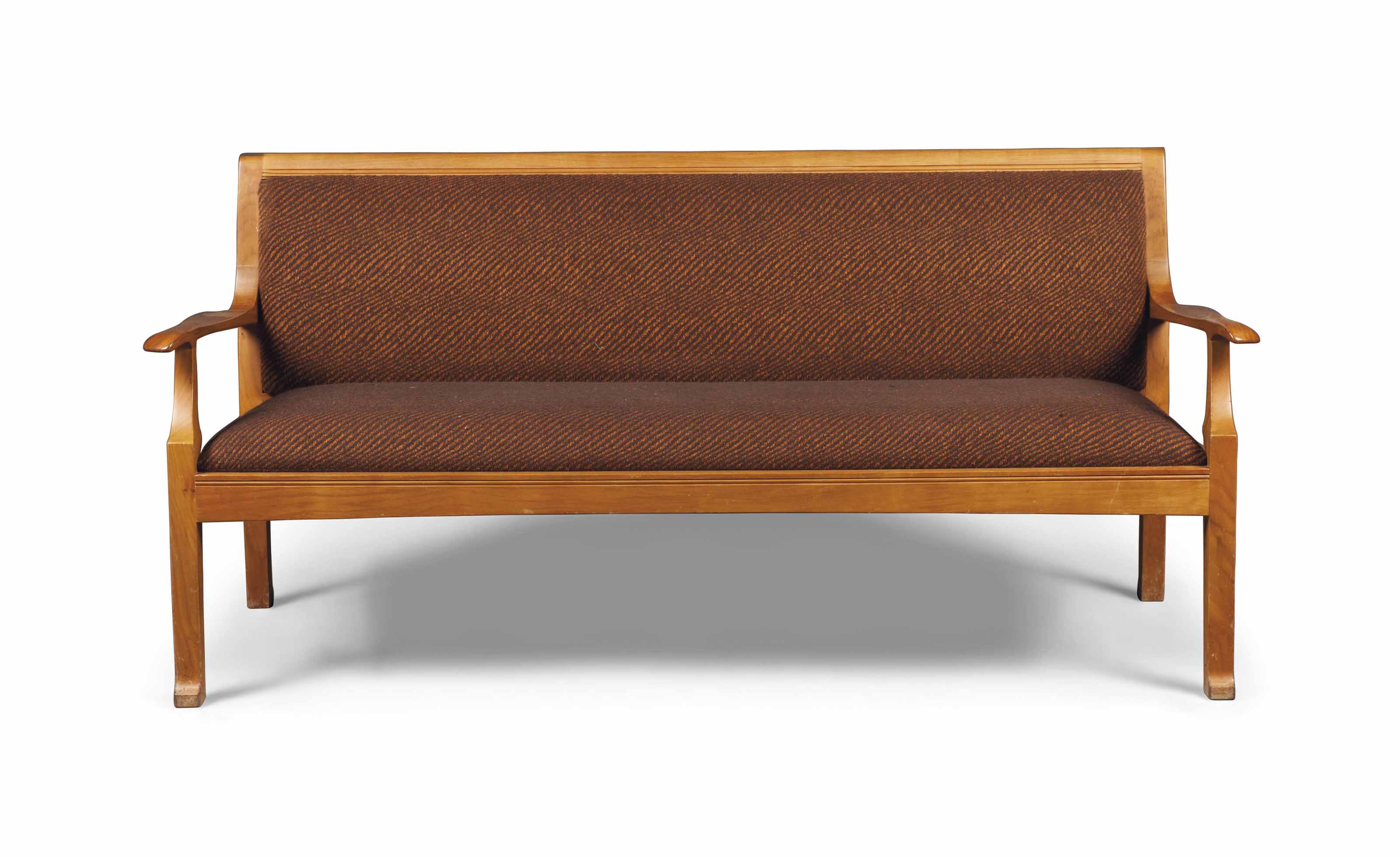 AN EDWARD BARNSLEY (19001987) CHERRY AND UPHOLSTERED SOFA , 2ND HALF
