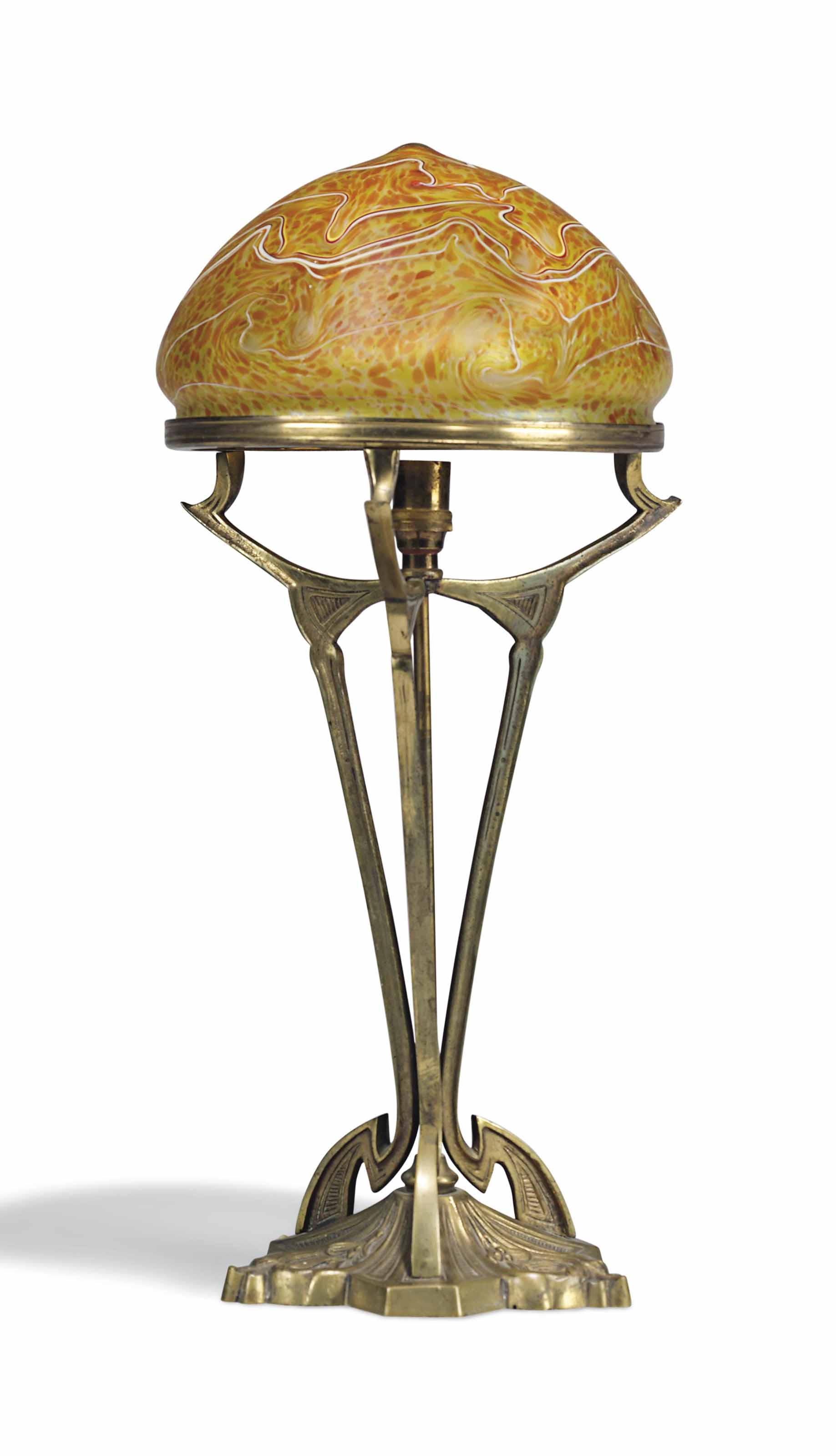 A LOETZ IRIDESCENT GLASS AND GILT BRONZE TABLE LAMP CIRCA 1900 Christie s